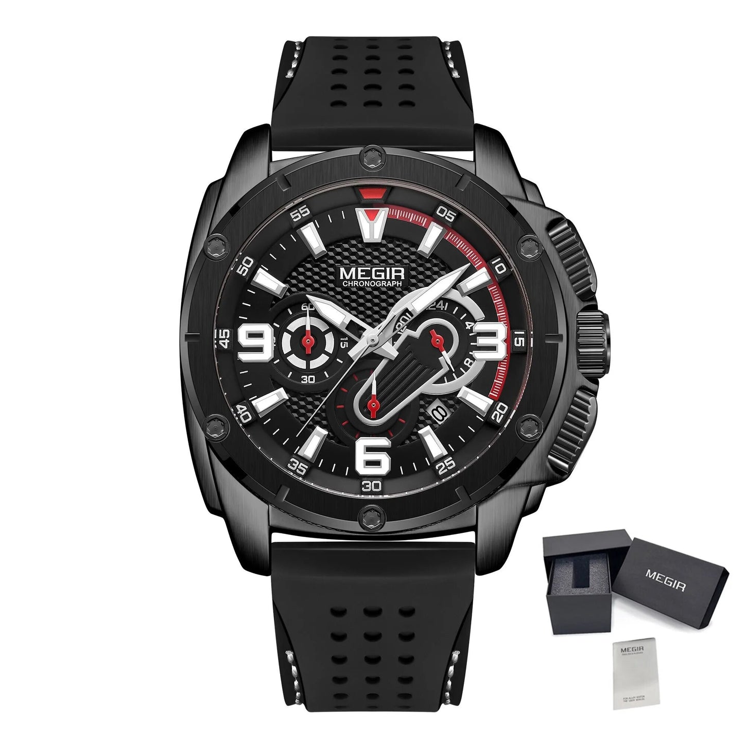 MEGIR Mens Watches Top Brand Luxury Silicone Sports Military Watch Waterproof Quartz Clock Men Chronograph Man Wristwatch 2147
