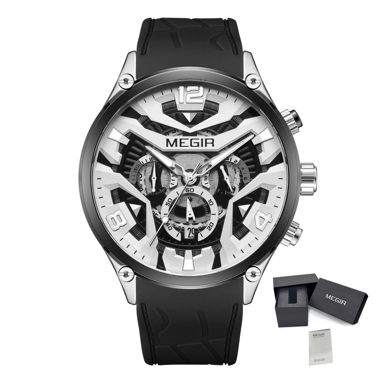 MEGIR Chronograph Men Watch Brand Luxury Military Watches Silicone Luminous Waterproof Date Man Wristwatch Sport Reloj Hombre