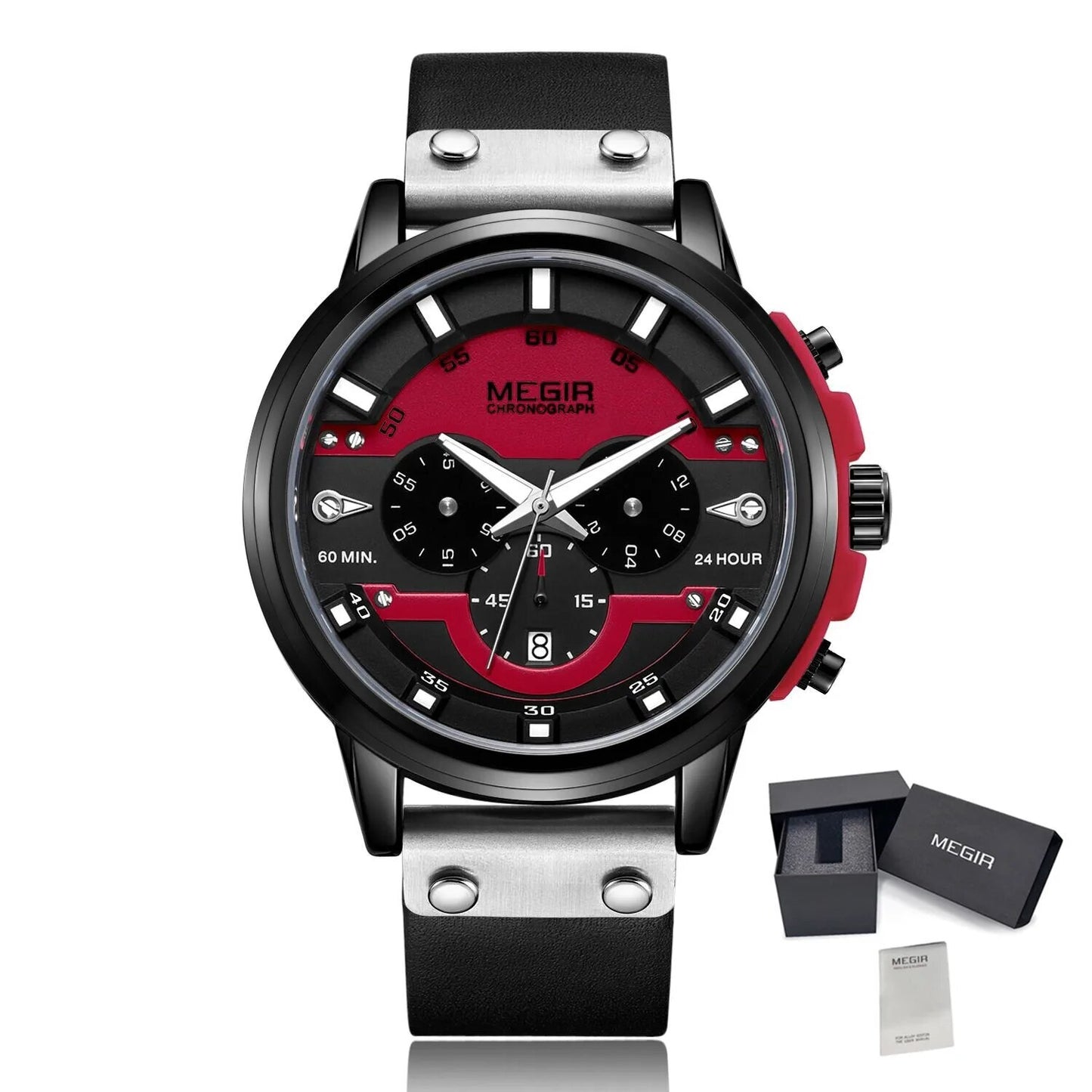 MEGIR Fashion Military Watches for Men Luxury Quartz Sport Wrist Watch Calendar Luminous Waterproof Man Clock Chronograph 2080