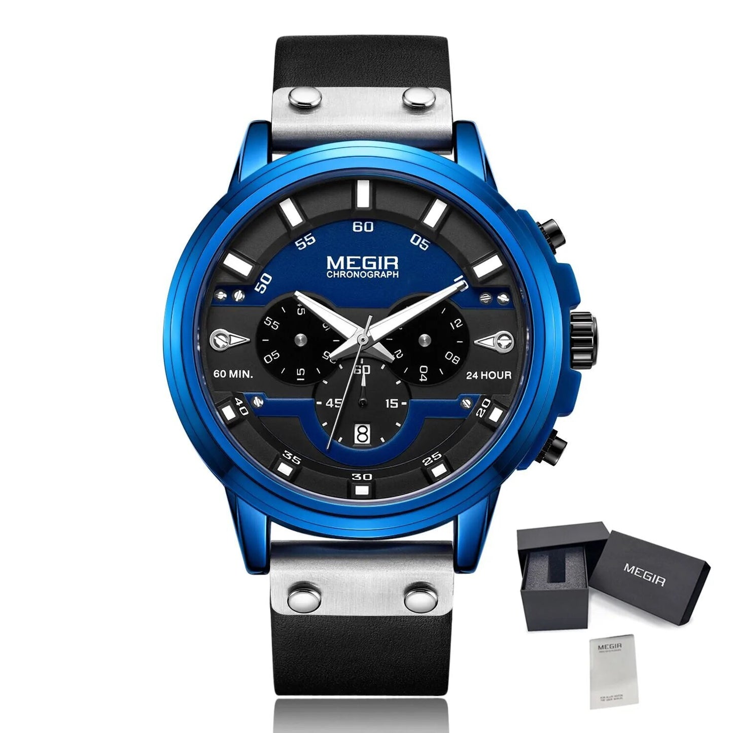 MEGIR Fashion Military Watches for Men Luxury Quartz Sport Wrist Watch Calendar Luminous Waterproof Man Clock Chronograph 2080