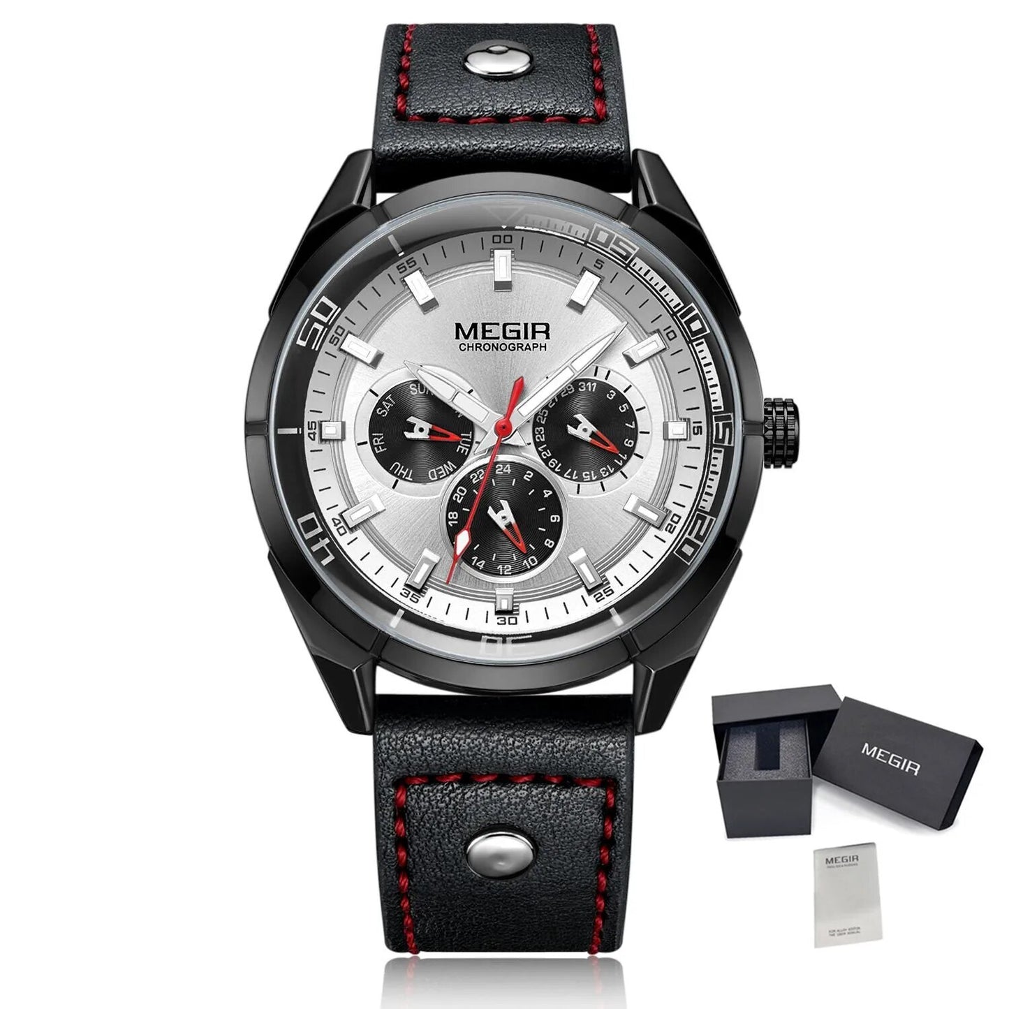 MEGIR Brand Quartz Men Watch Relogio Masculino Leather Strap Military Business Wrist Watches Men Clock Hour Time Man Chronograph