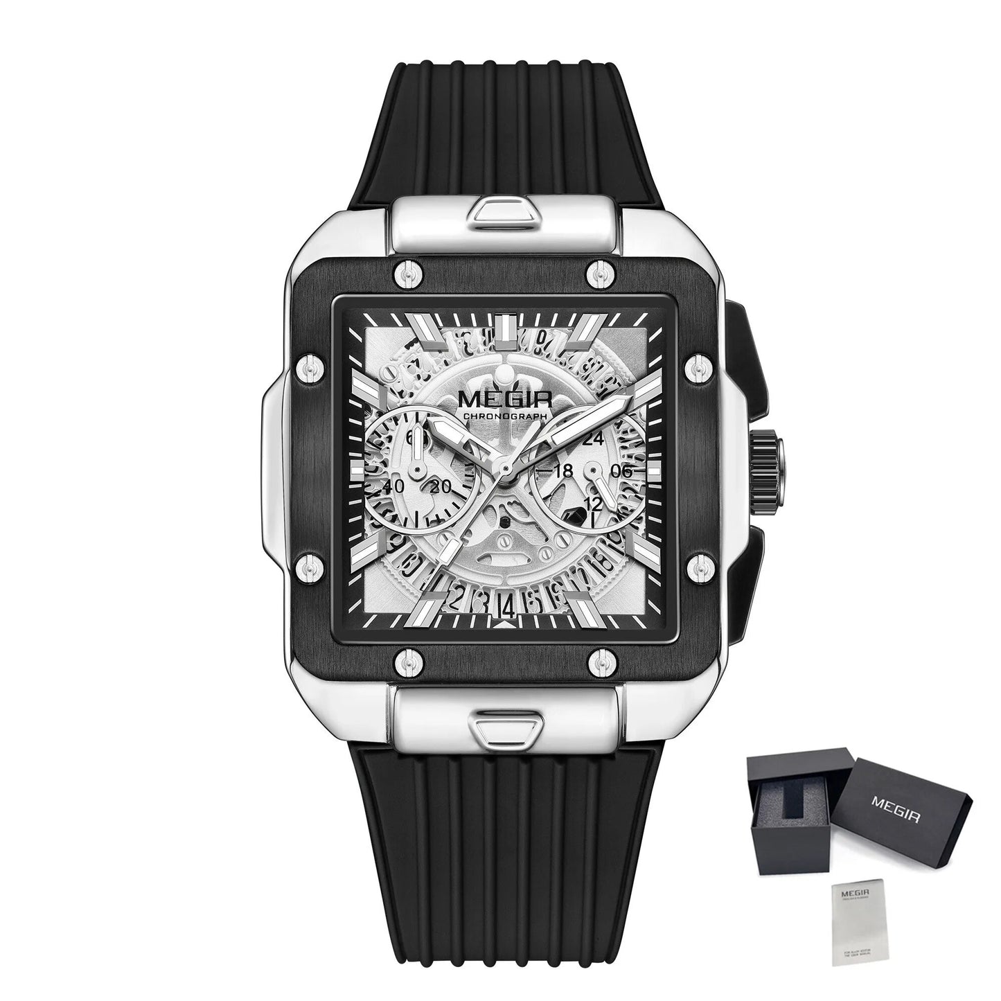 MEGIR Watch for Men Luxury Sport Quartz Wristwatch with Silicone Band Luminous Hands Date Male Chronograph Clock Reloj Hombre