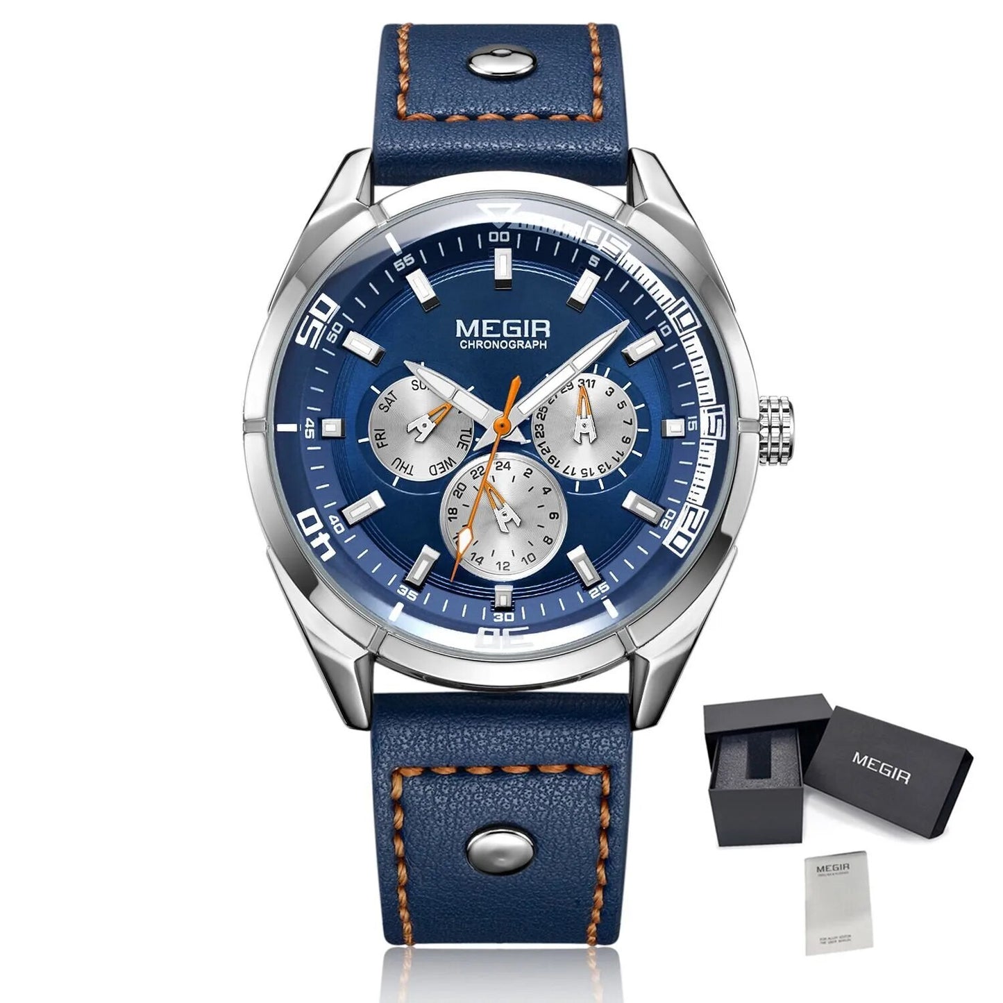 MEGIR Brand Quartz Men Watch Relogio Masculino Leather Strap Military Business Wrist Watches Men Clock Hour Time Man Chronograph