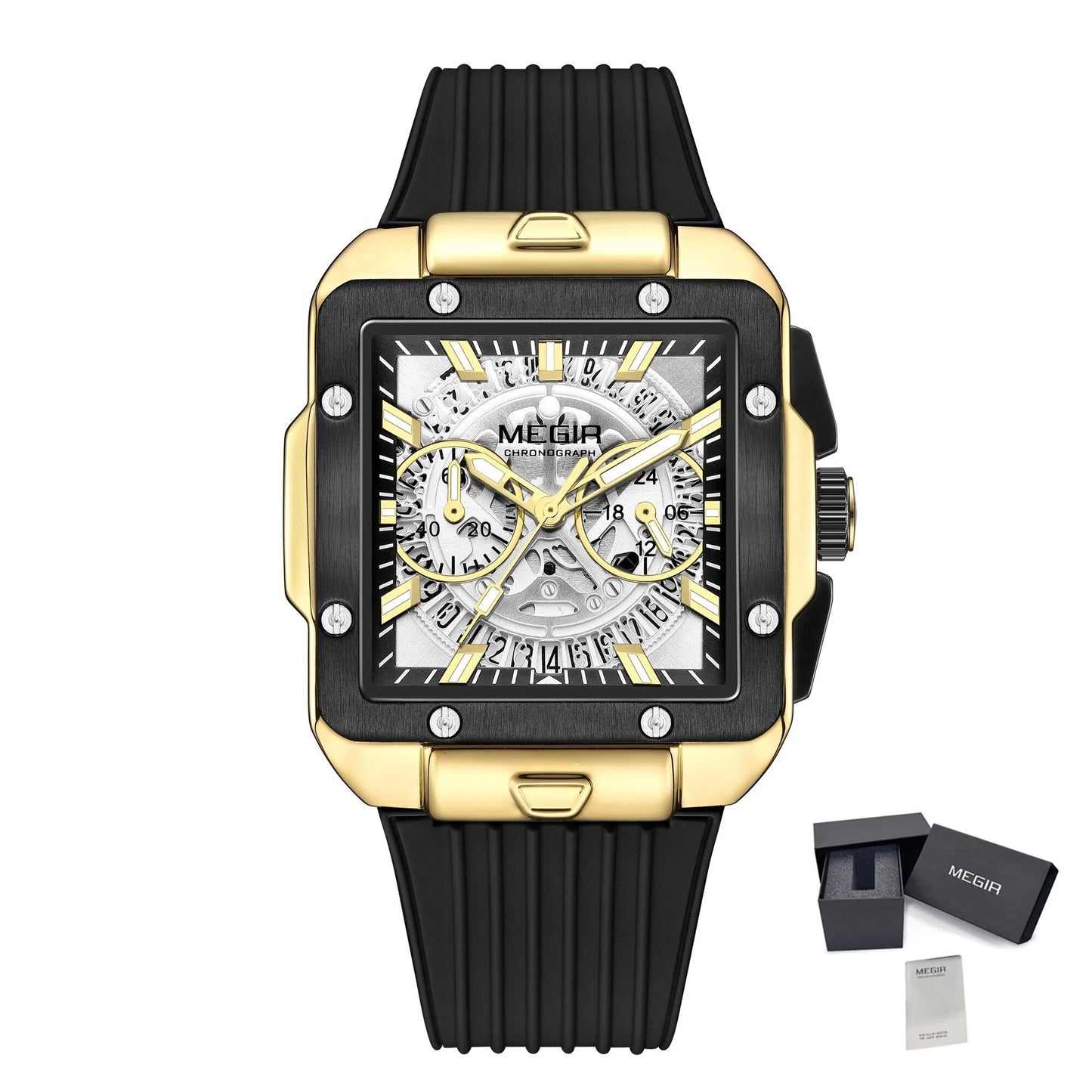 MEGIR Watch for Men Luxury Sport Quartz Wristwatch with Silicone Band Luminous Hands Date Male Chronograph Clock Reloj Hombre