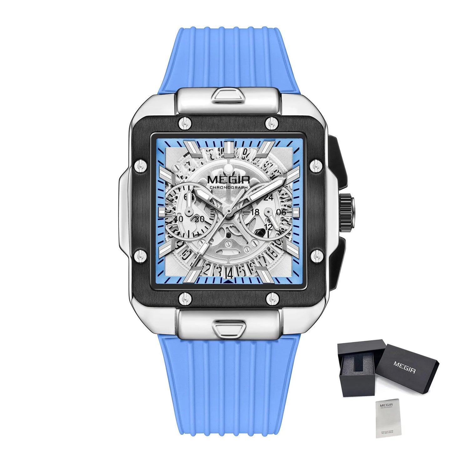 MEGIR Watch for Men Luxury Sport Quartz Wristwatch with Silicone Band Luminous Hands Date Male Chronograph Clock Reloj Hombre