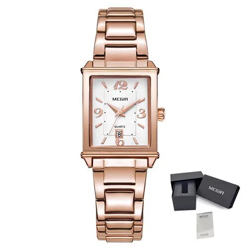 MEGIR White Women's Watches Top Brand Luxury Waterproof Woman Watch Bracelet Fashion Stainless Steel Band Wrist Watch for Women