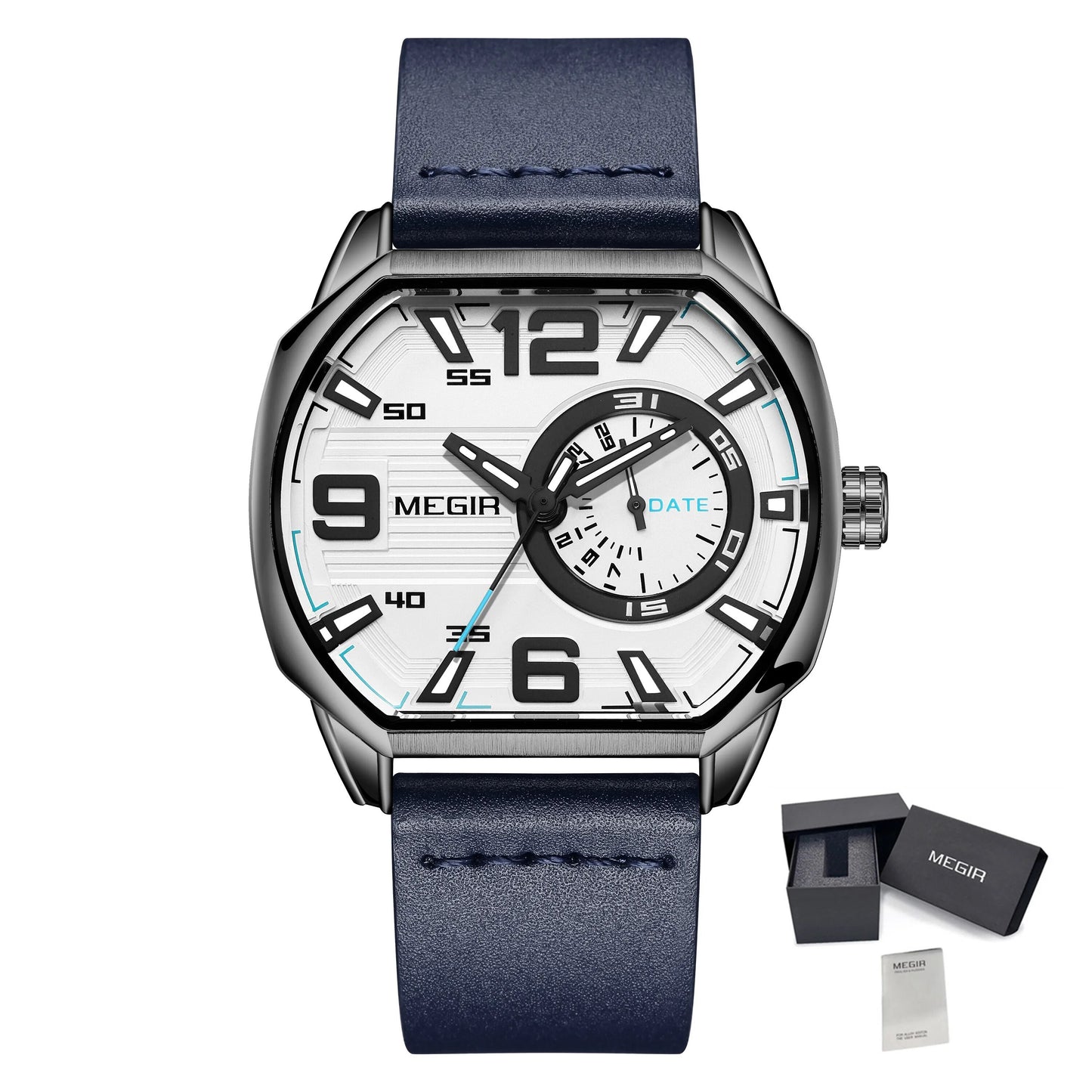 MEGIR Fashion Mens Watches Top Luxury Sport Military Watch Calendar Luminous Quartz Casual Man Wristwatch Clock Montre Homme