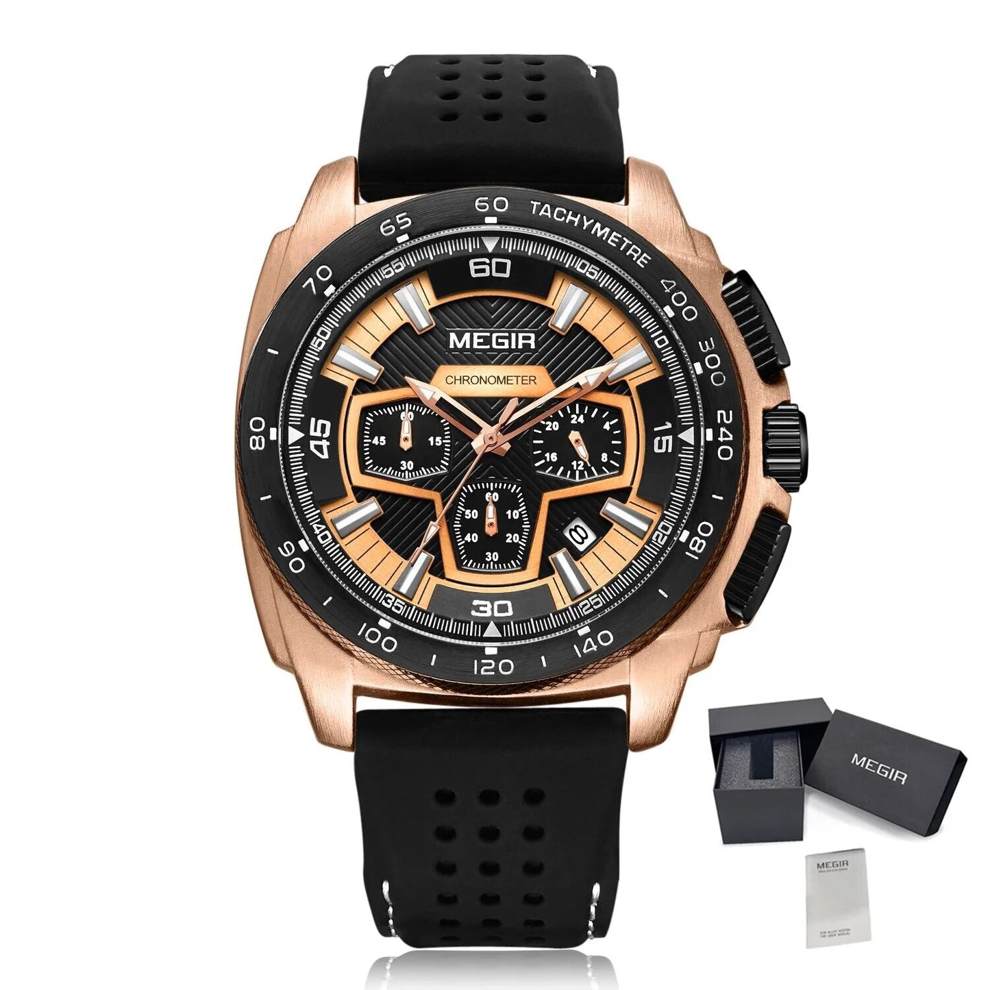MEGIR Chronograph Men Sport Watch Fashion Silicone Army Military Watches Relogio Masculino Quartz Wrist Watch Clock Men 2056