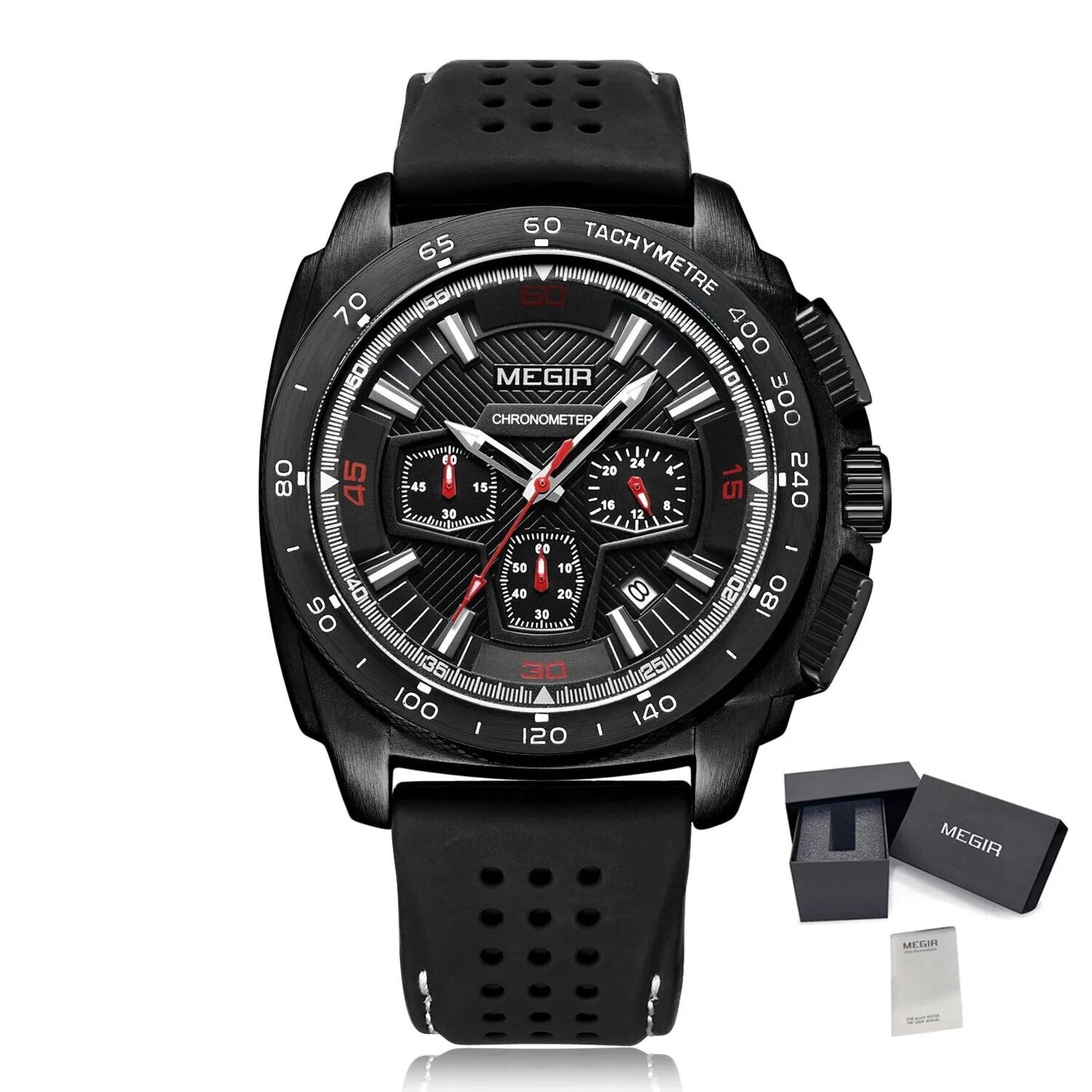 MEGIR Chronograph Men Sport Watch Fashion Silicone Army Military Watches Relogio Masculino Quartz Wrist Watch Clock Men 2056