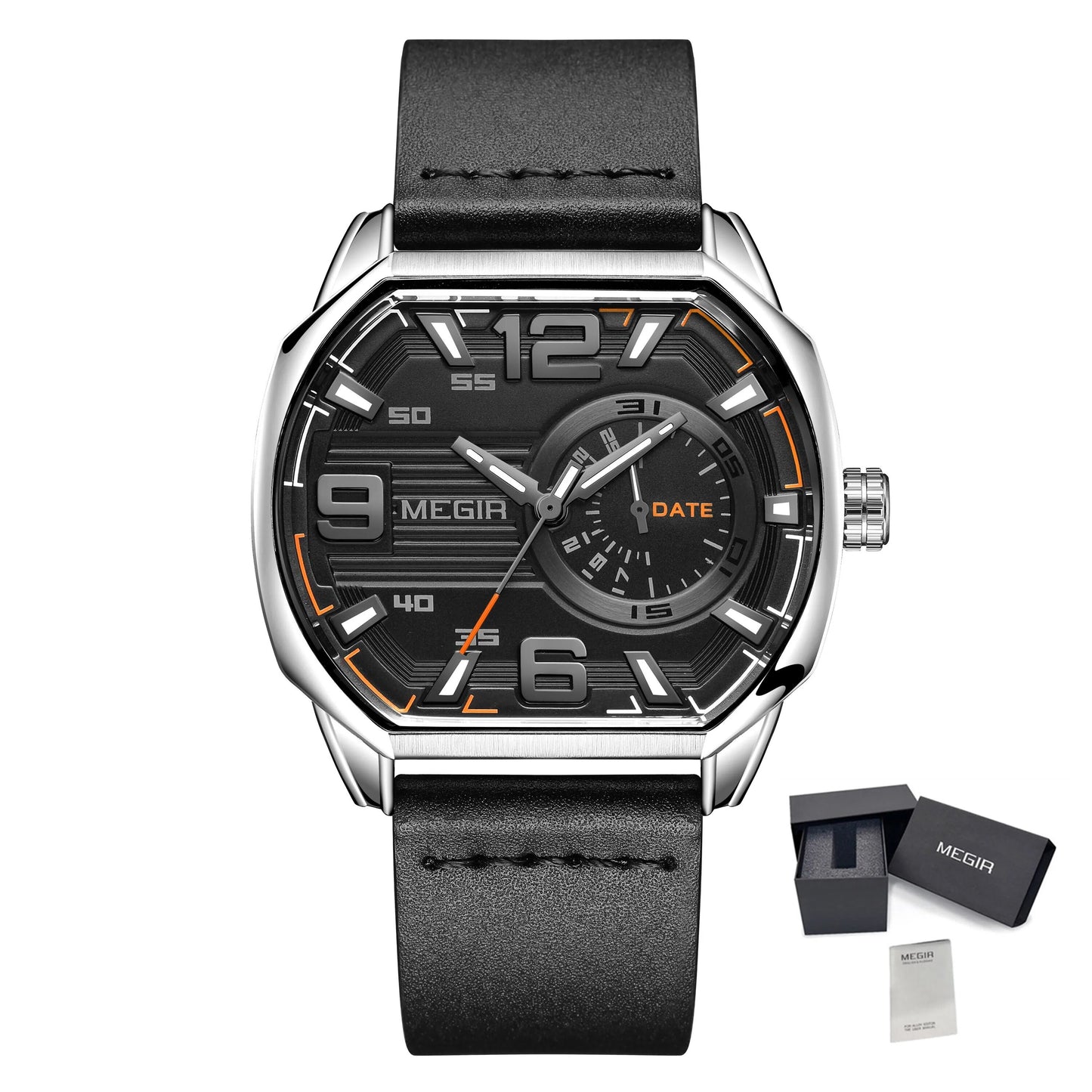 MEGIR Fashion Mens Watches Top Luxury Sport Military Watch Calendar Luminous Quartz Casual Man Wristwatch Clock Montre Homme