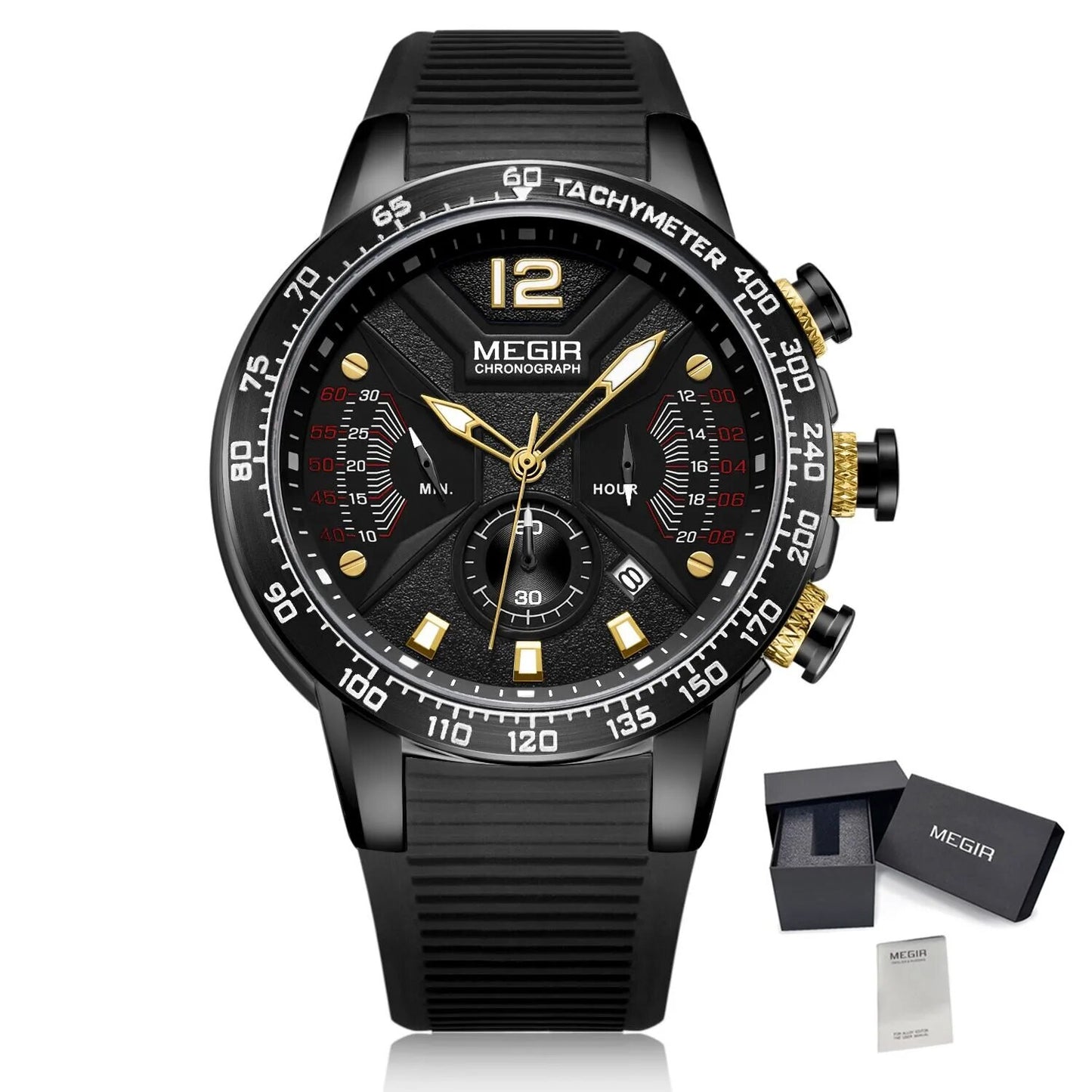 MEGIR Men Watch Top Brand Luxury Sport Chronograph Fashion Casual Mens Quartz Watches Silicone Wristwatches Reloj Hombre 2106