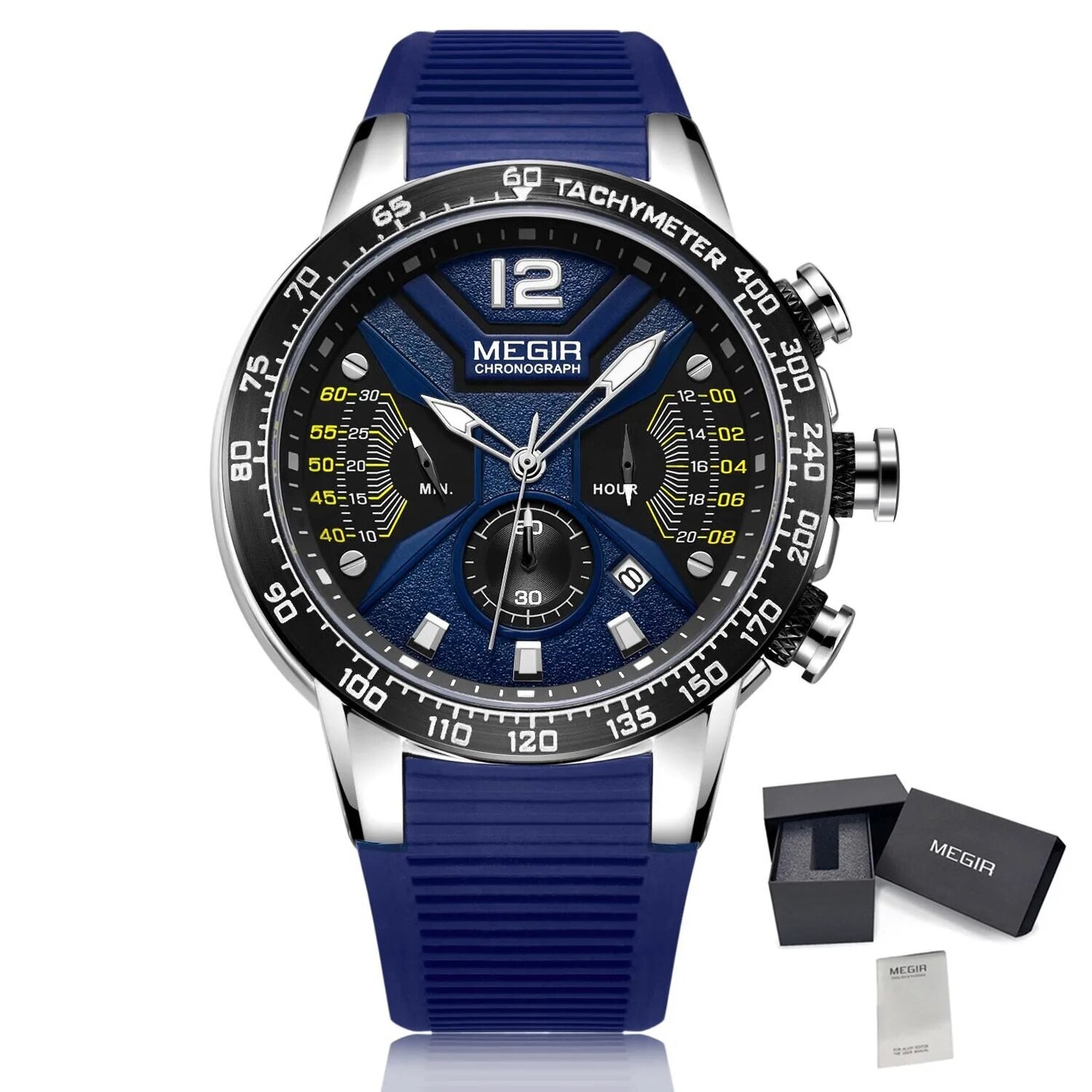 MEGIR Men Watch Top Brand Luxury Sport Chronograph Fashion Casual Mens Quartz Watches Silicone Wristwatches Reloj Hombre 2106