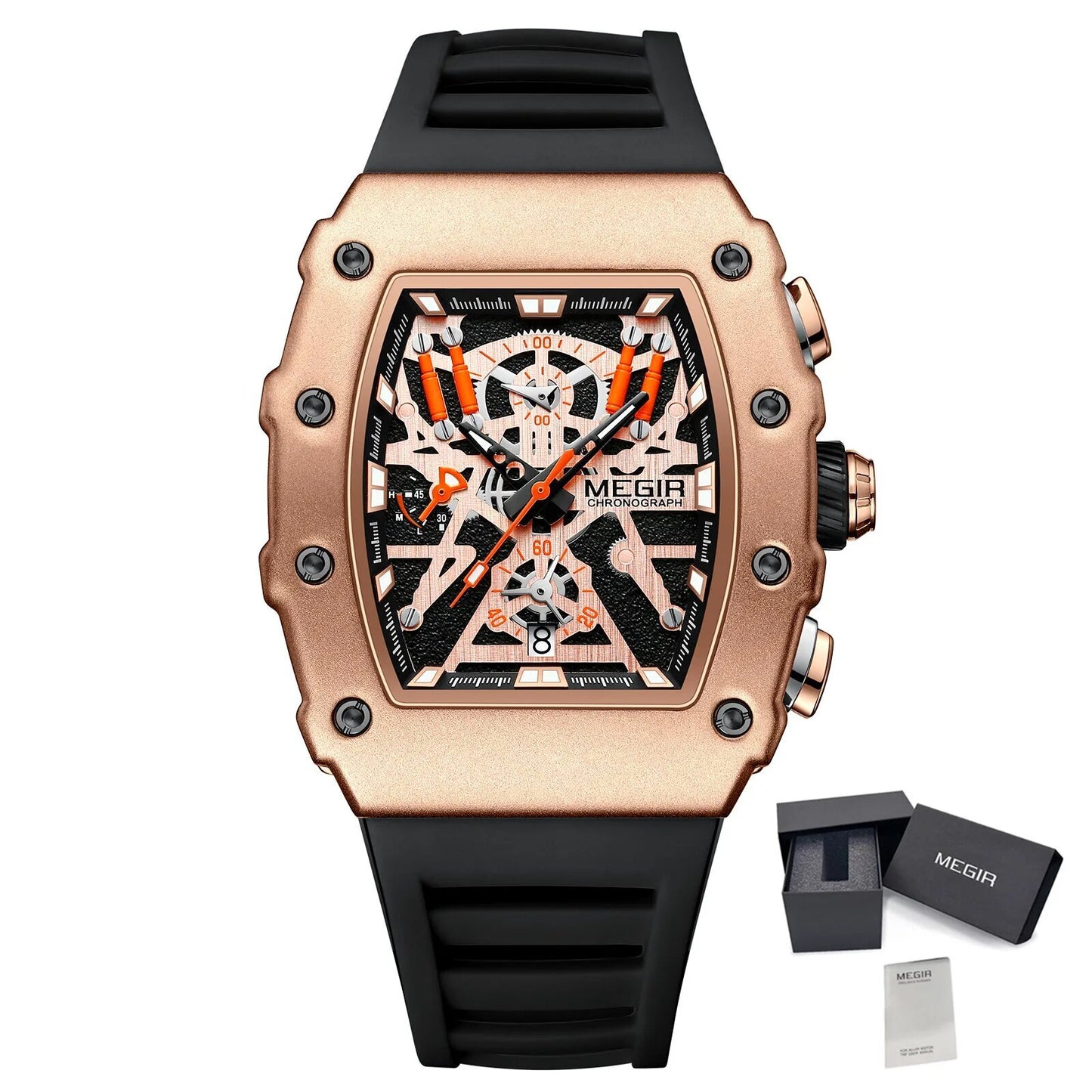 MEGIR Luxury Outdoor Sport Wristwatch for Mens Silicone Waterproof Watches Quartz Wrist Watch Male Clock Military Watch 2218