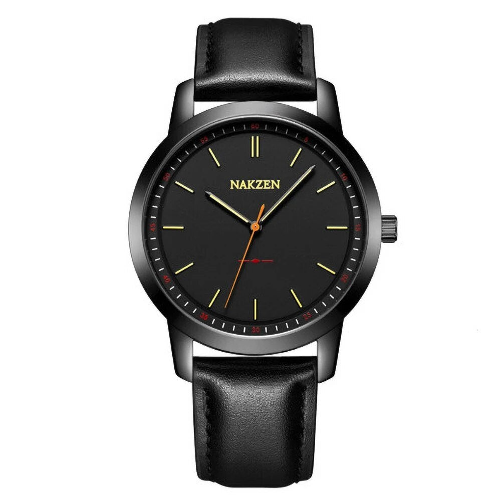 NAKZEN Fashion Male Quartz Watches Leather Watchband Business Wrist watch Waterproof Sport Men Watch Clock Relogio Masculino