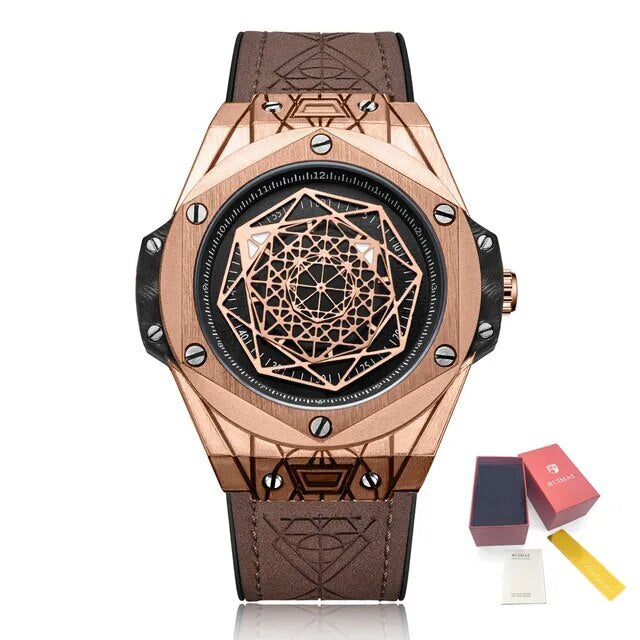 RUIMAS Men's Watches Fashion Sport Quartz Watch for Men Reloj Hombre Leather Belt Wrist Watch Waterproof Casual Clock 533