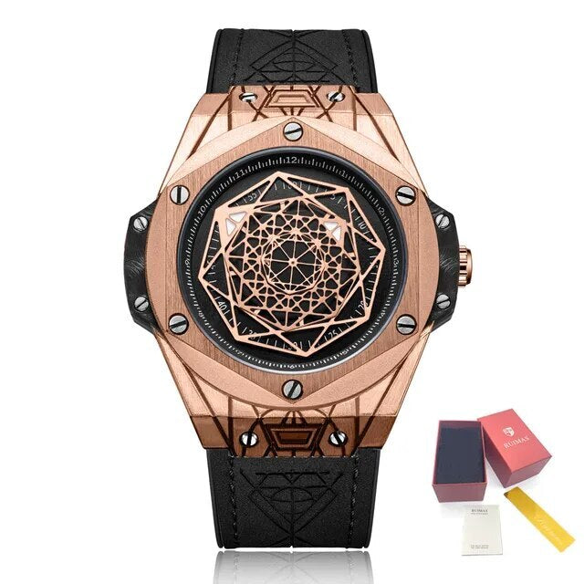 RUIMAS Men's Watches Fashion Sport Quartz Watch for Men Reloj Hombre Leather Belt Wrist Watch Waterproof Casual Clock 533