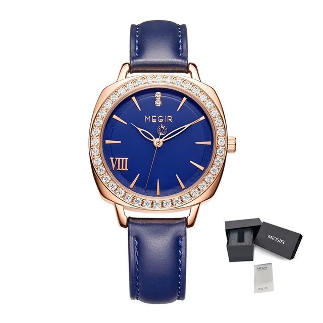 MEGIR Fashion Women Watch Luxury Diamond Leather Ladies Bracelet Watch Female Quartz Wristwatches Dress Clock Relogio Feminino