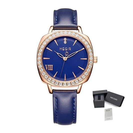 MEGIR Fashion Women Watch Luxury Diamond Leather Ladies Bracelet Watch Female Quartz Wristwatches Dress Clock Relogio Feminino