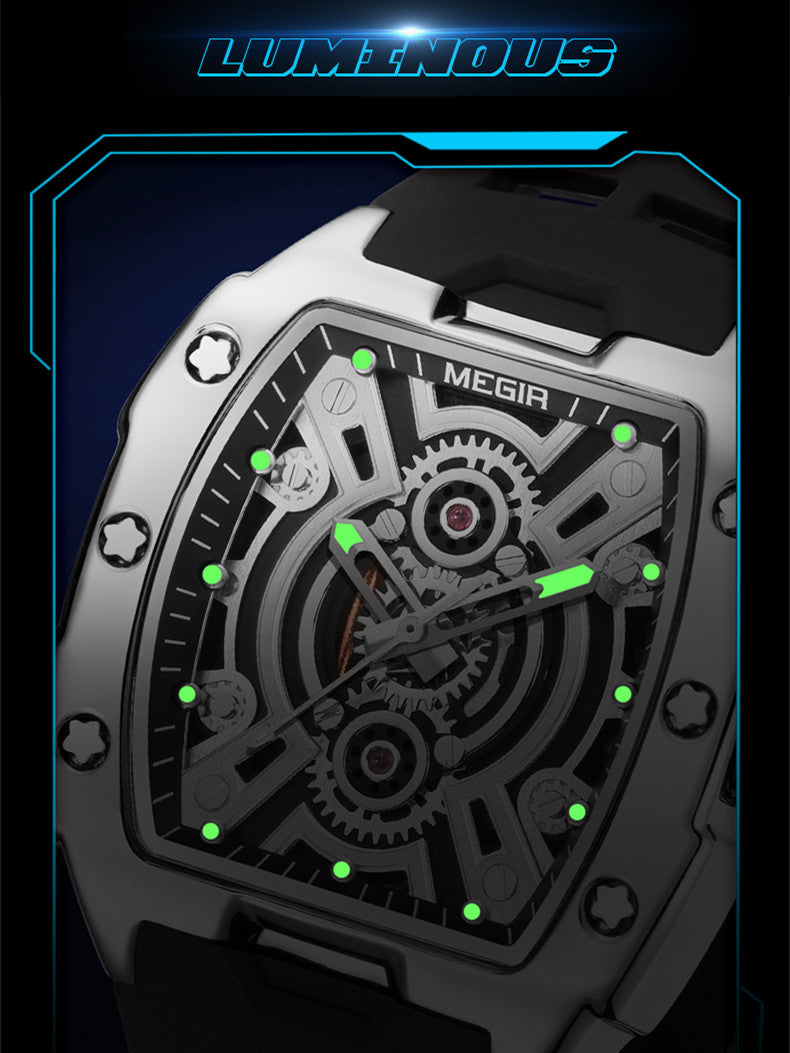 MEGIR New Sport Watches for Men Waterproof Male Military Quartz Wristwatch Silicone Strap Large Dial Luminous Watch Montre Homme