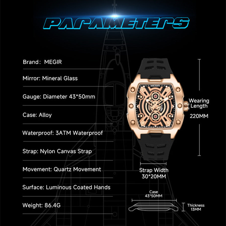 MEGIR New Sport Watches for Men Waterproof Male Military Quartz Wristwatch Silicone Strap Large Dial Luminous Watch Montre Homme