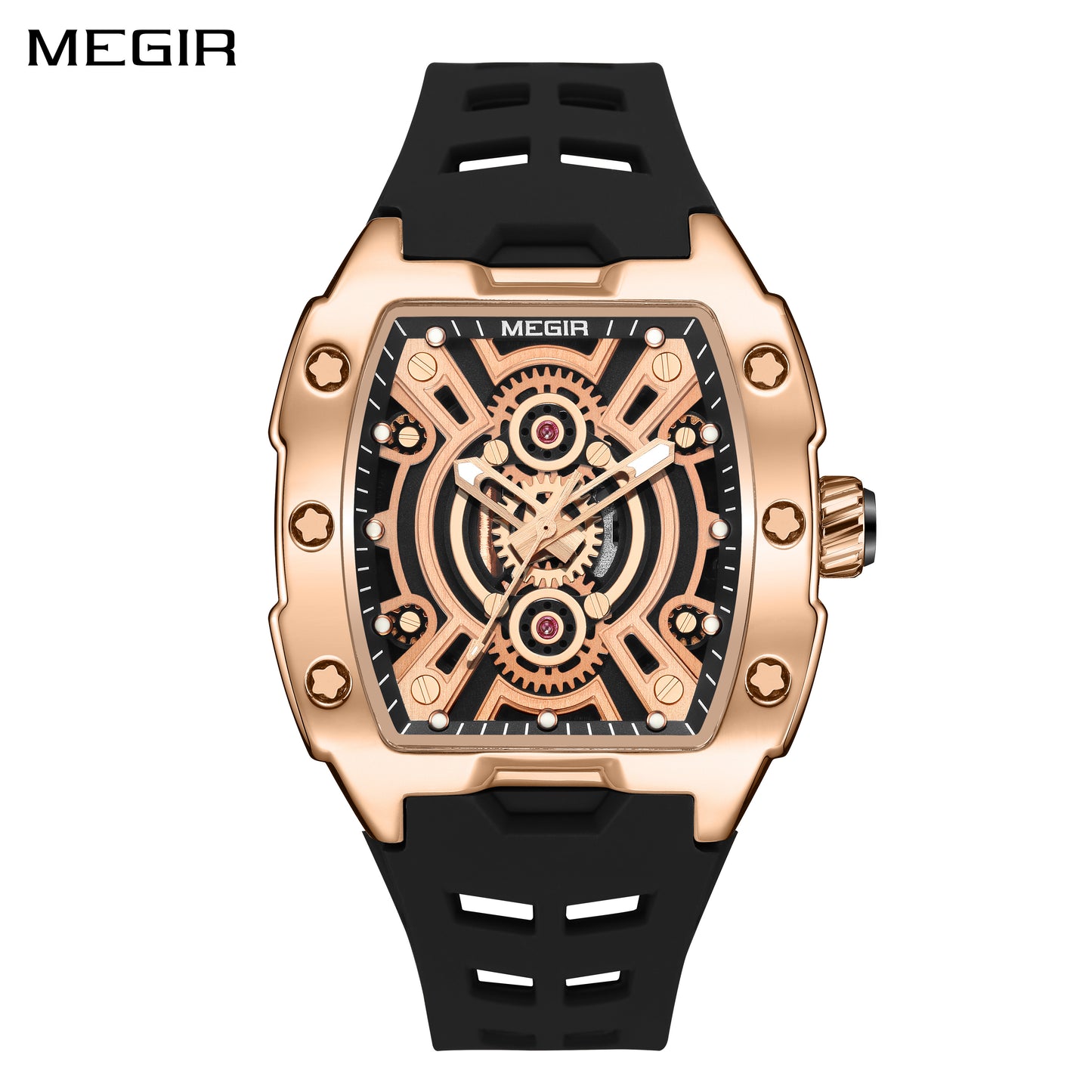 MEGIR New Sport Watches for Men Waterproof Male Military Quartz Wristwatch Silicone Strap Large Dial Luminous Watch Montre Homme