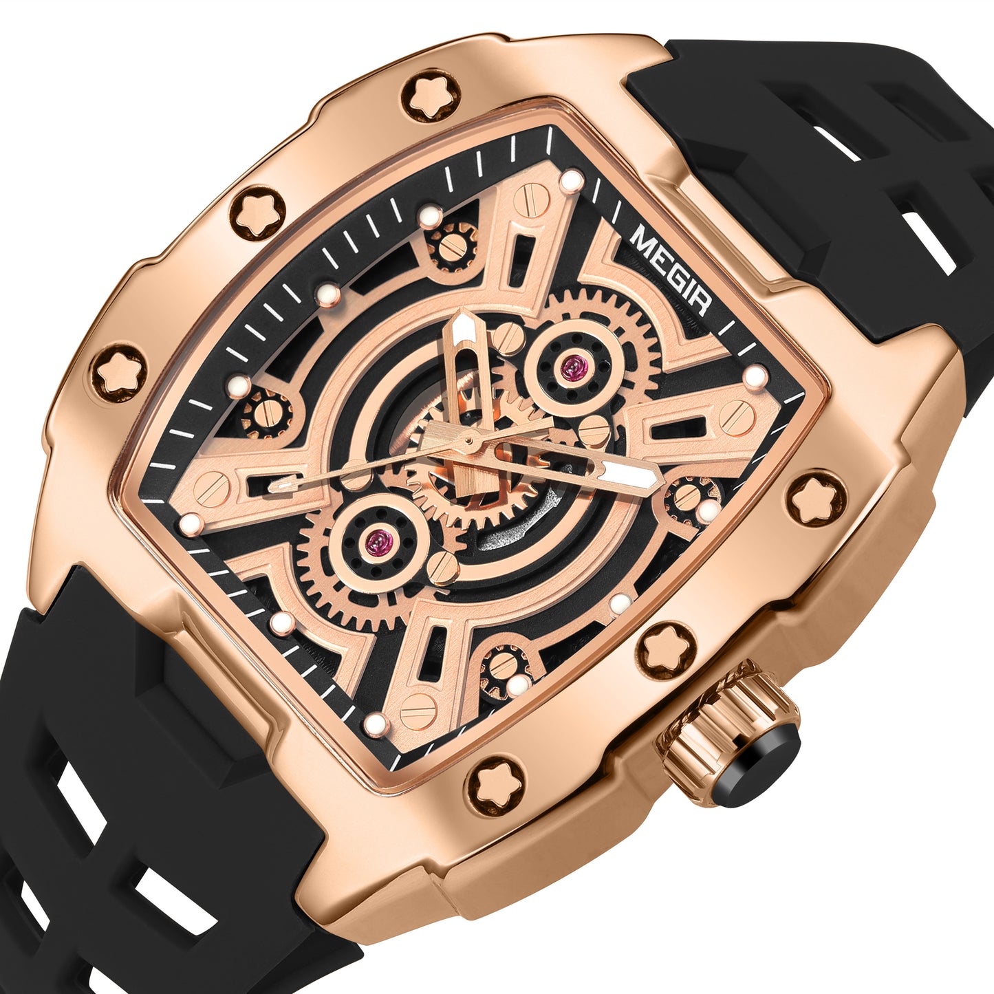 MEGIR New Sport Watches for Men Waterproof Male Military Quartz Wristwatch Silicone Strap Large Dial Luminous Watch Montre Homme