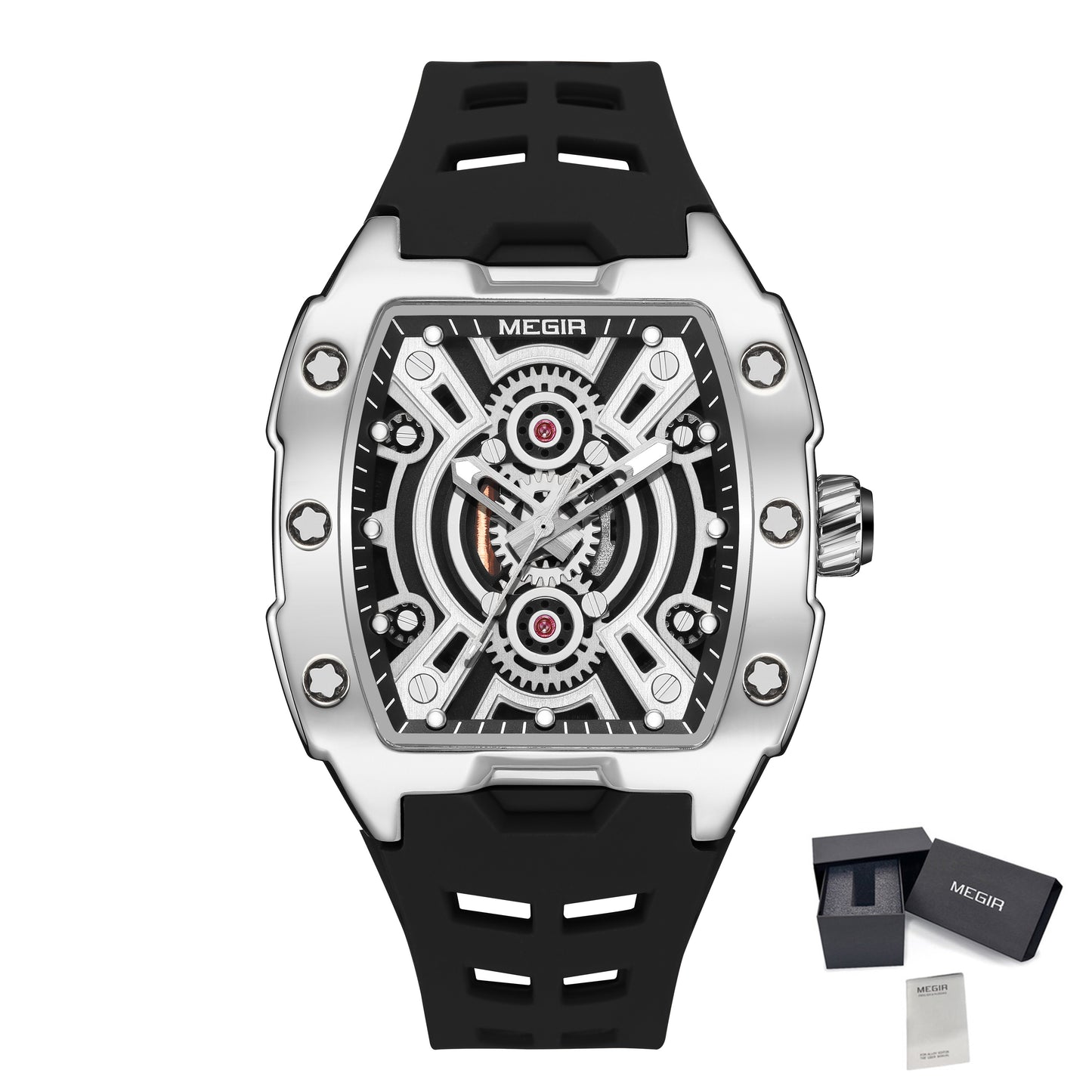 MEGIR New Sport Watches for Men Waterproof Male Military Quartz Wristwatch Silicone Strap Large Dial Luminous Watch Montre Homme