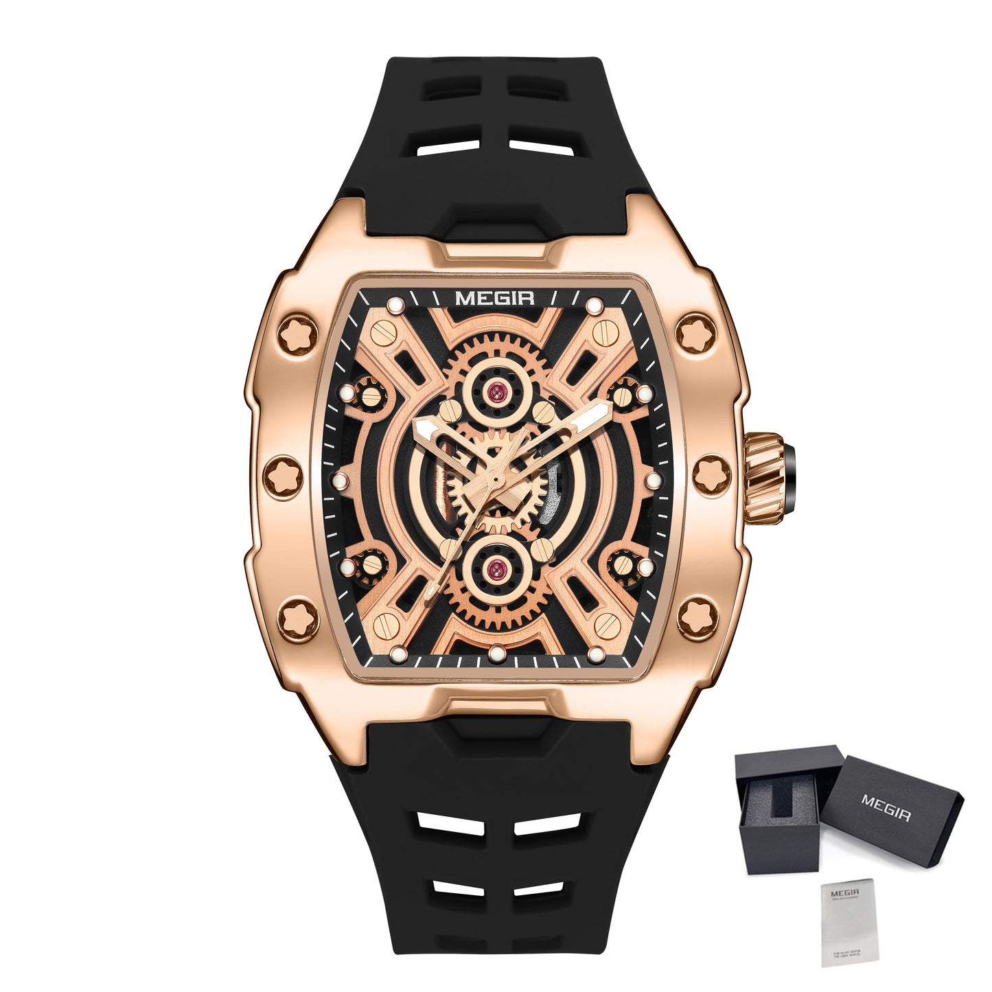 MEGIR New Sport Watches for Men Waterproof Male Military Quartz Wristwatch Silicone Strap Large Dial Luminous Watch Montre Homme