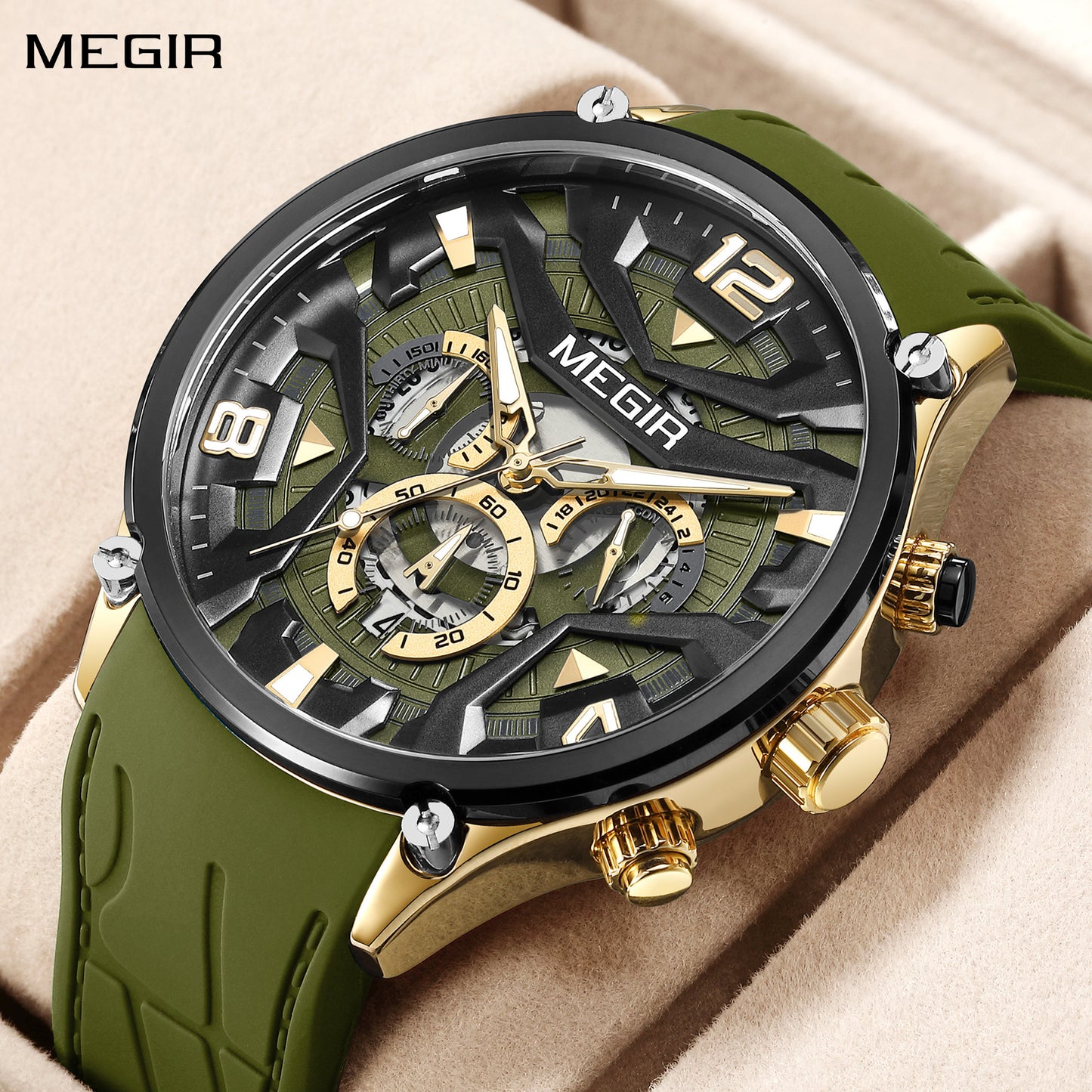 MEGIR Chronograph Men Watch Brand Luxury Military Watches Silicone Luminous Waterproof Date Man Wristwatch Sport Reloj Hombre