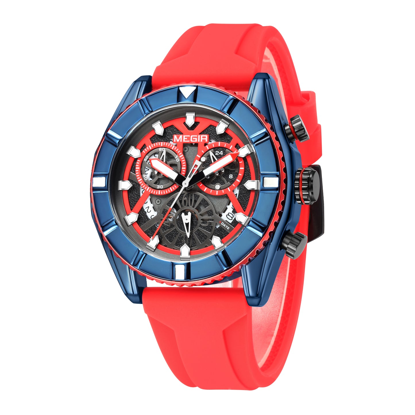 MEGIR Big Dial Watches Men Quartz Military Watch Silicone Strap Sport Watch Waterproof Clock Male Chronograph Relogio Masculino