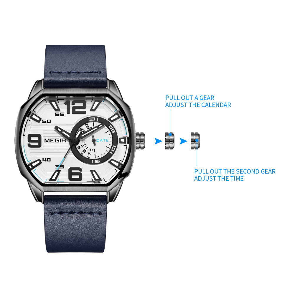 MEGIR Fashion Mens Watches Top Luxury Sport Military Watch Calendar Luminous Quartz Casual Man Wristwatch Clock Montre Homme