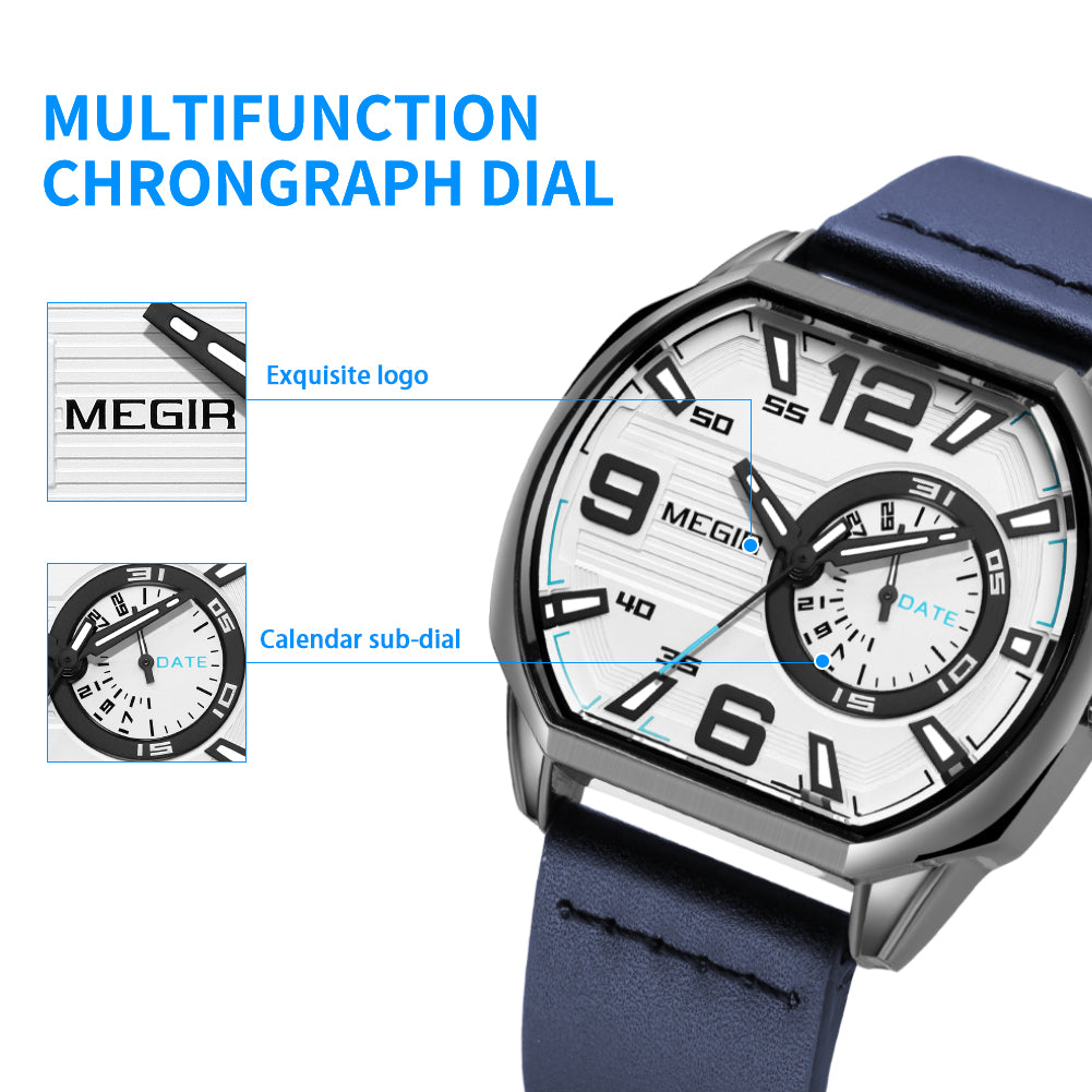 MEGIR Fashion Mens Watches Top Luxury Sport Military Watch Calendar Luminous Quartz Casual Man Wristwatch Clock Montre Homme