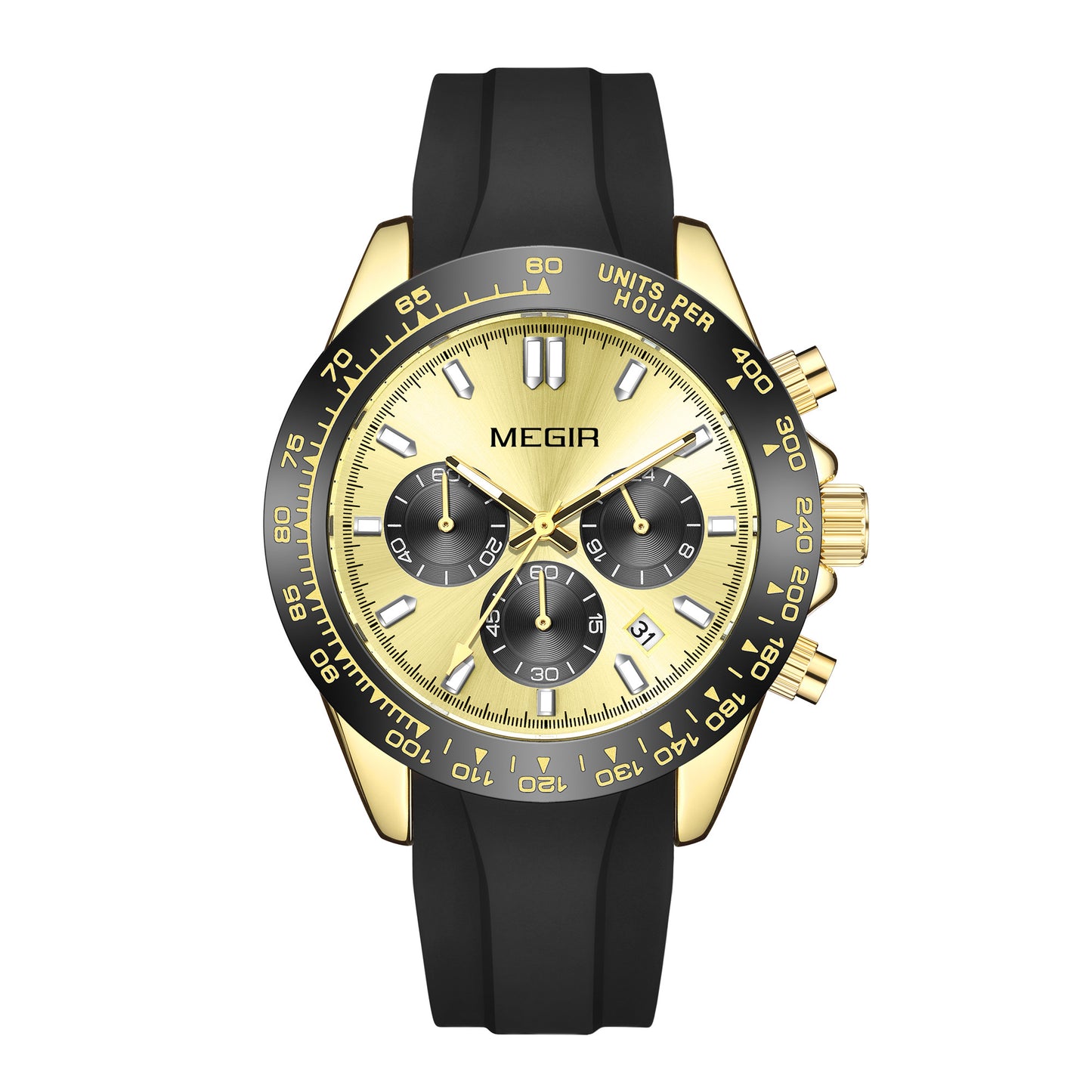 MEGIR Sports Mens Watches Top Brand Men Luxury Military Quartz Watch Silicone Luminous Chronograph Man Clock Wrist Watch 8104