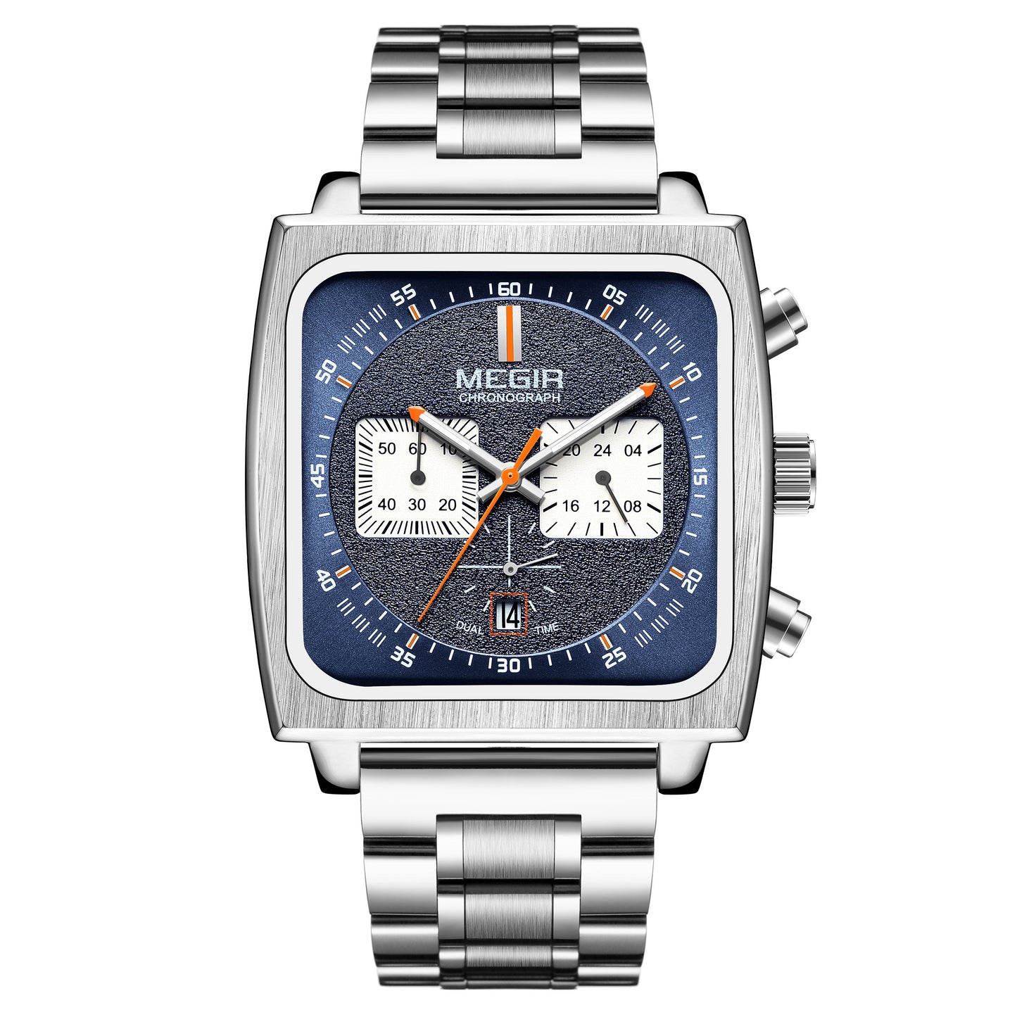 MEGIR Reloj Hombre Original Luxury Business Watch for Men Steel Band Quartz Wristwatch Chronograph Clock