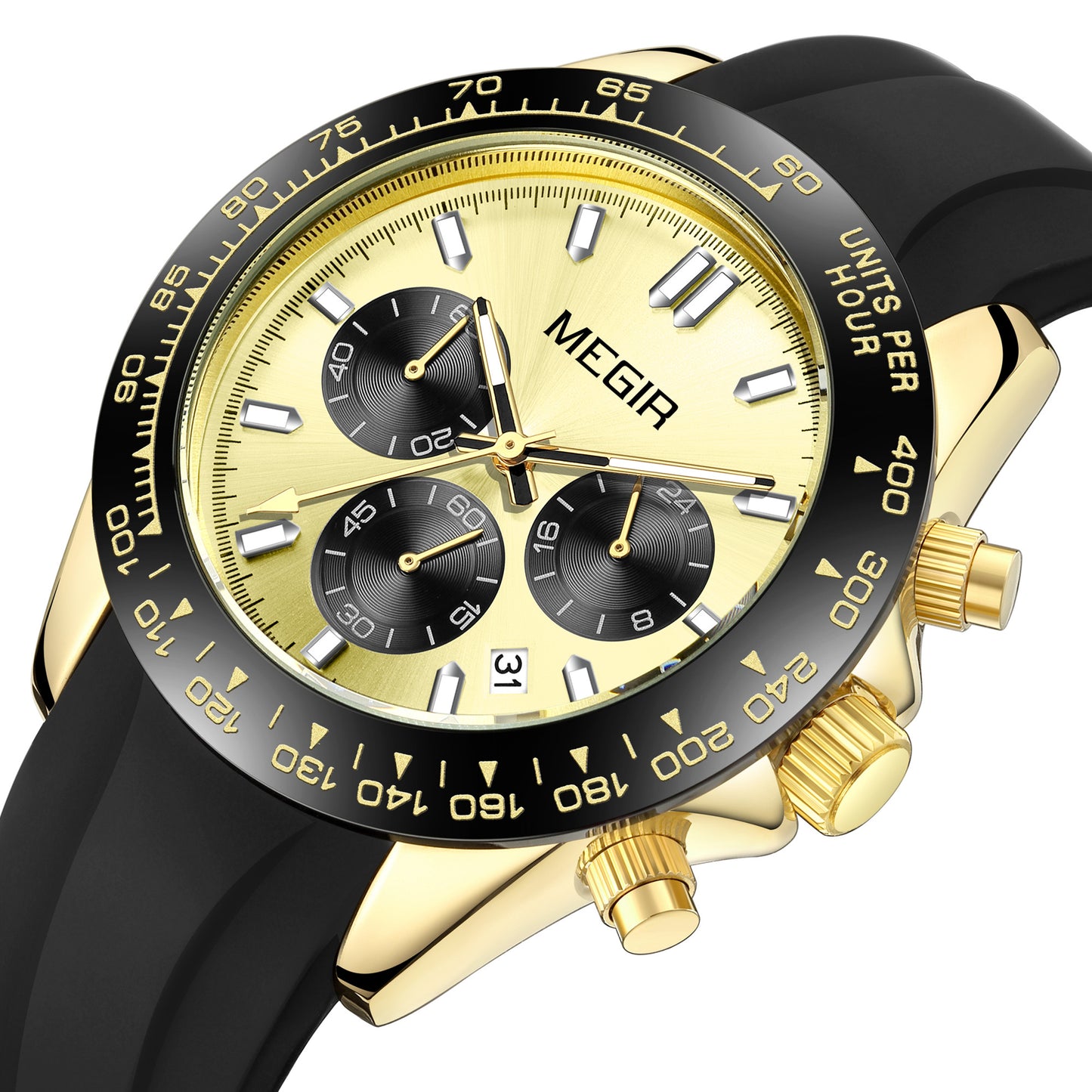 MEGIR Sports Mens Watches Top Brand Men Luxury Military Quartz Watch Silicone Luminous Chronograph Man Clock Wrist Watch 8104