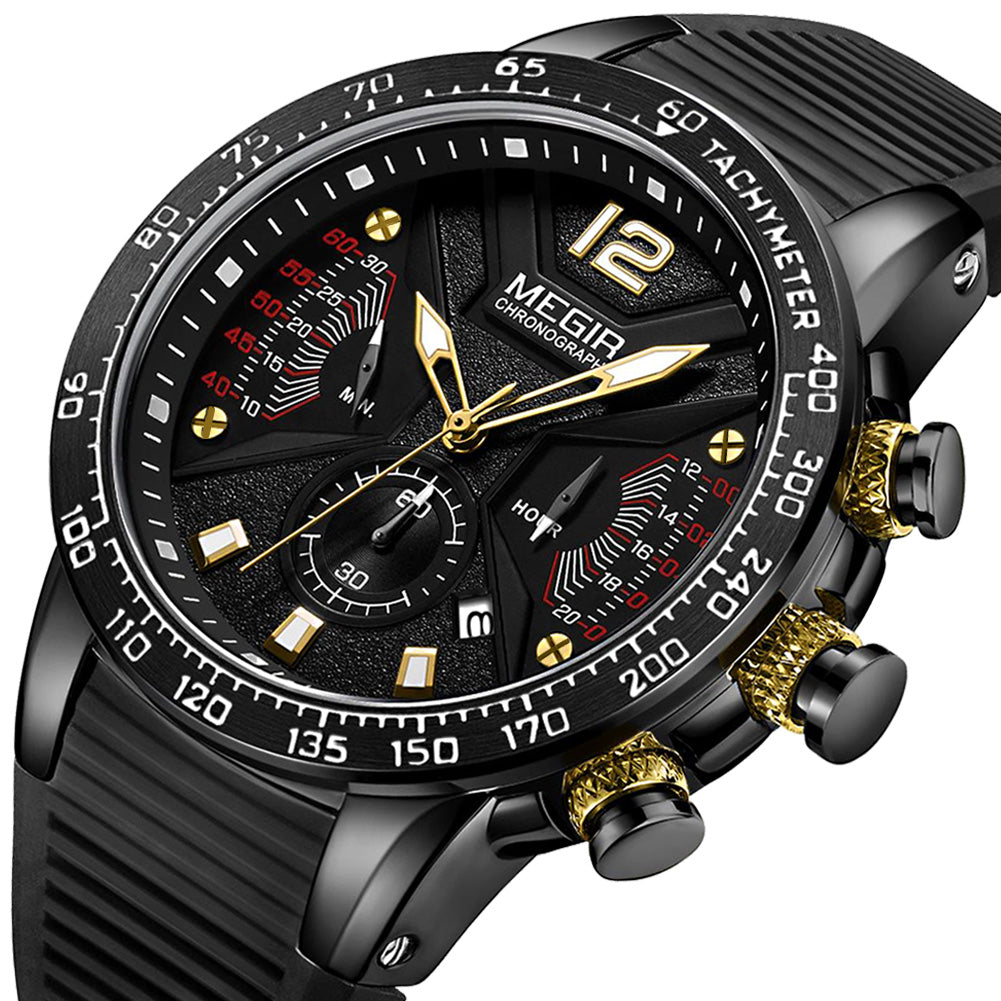MEGIR Men Watch Top Brand Luxury Sport Chronograph Fashion Casual Mens Quartz Watches Silicone Wristwatches Reloj Hombre 2106