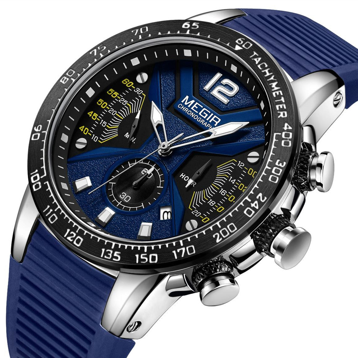 MEGIR Men Watch Top Brand Luxury Sport Chronograph Fashion Casual Mens Quartz Watches Silicone Wristwatches Reloj Hombre 2106