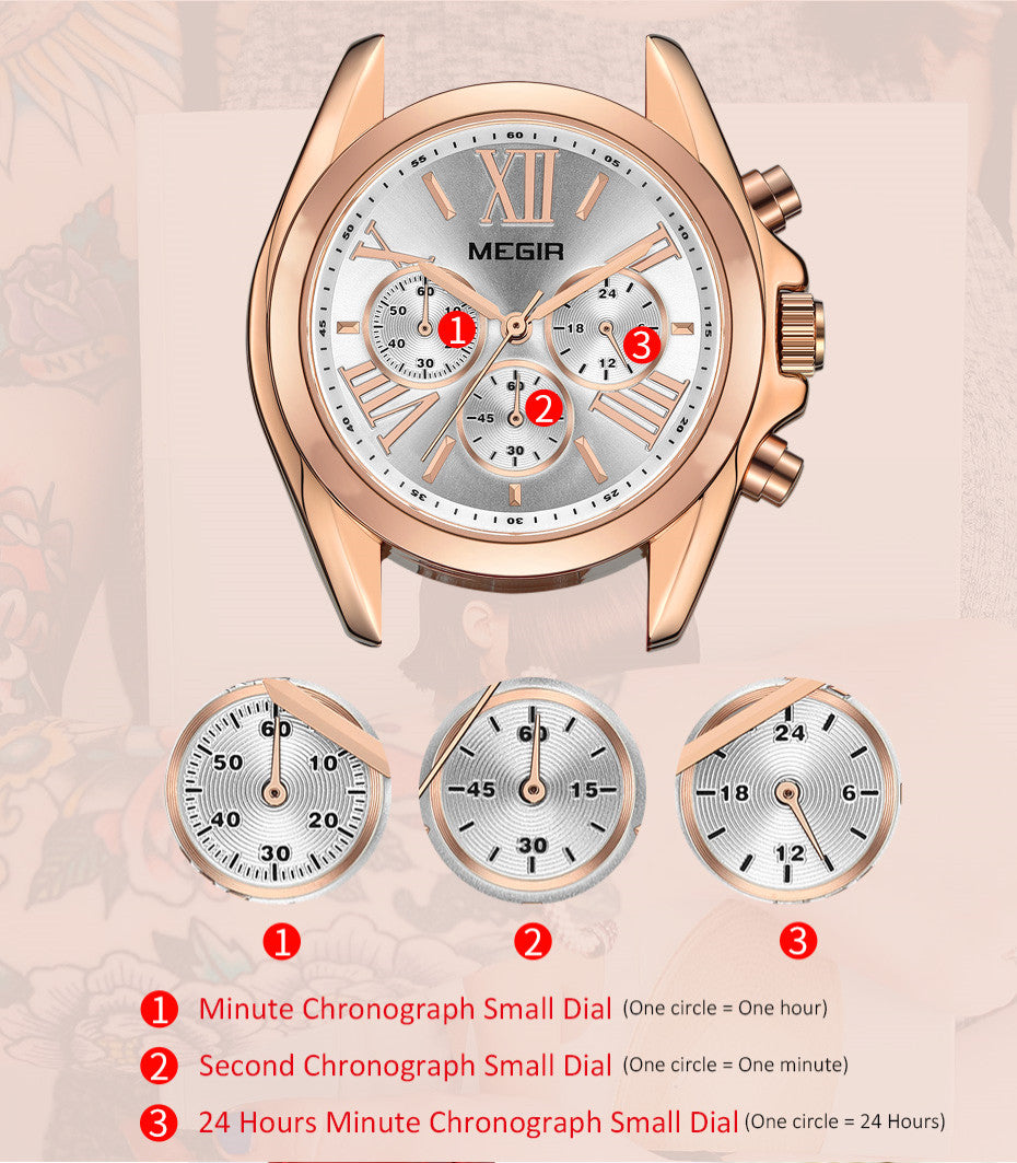 MEGIR Watch for Women Top Brand Luxury Ladies Fashion Wristwatch Leather Waterproof Elegant Dress Quartz Female Clock 2114