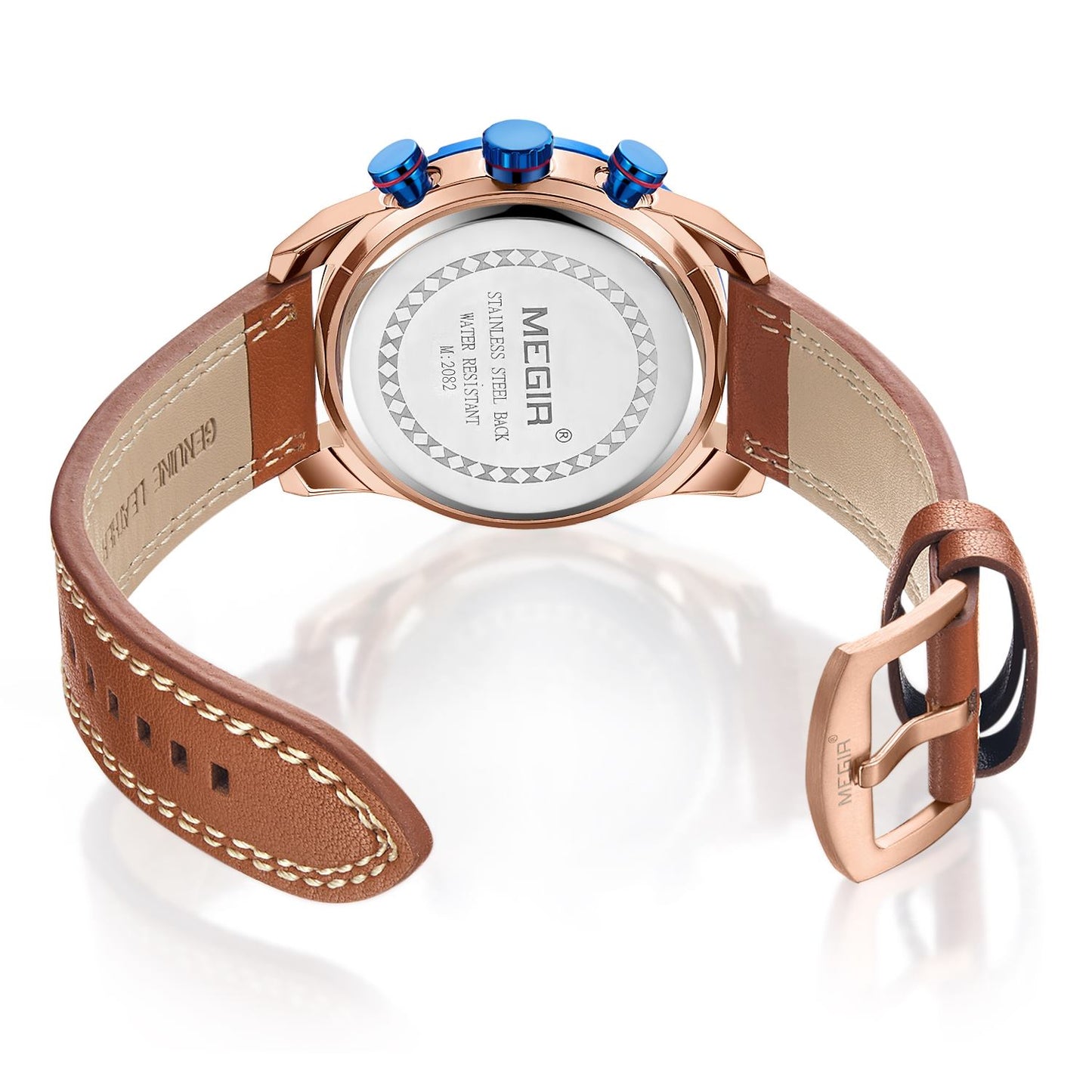 MEGIR Chronograph Sport Watch Men Clock Leather Quartz Men Wrist Watches Time Hour Army Military Wristwatches Relogio Masculino