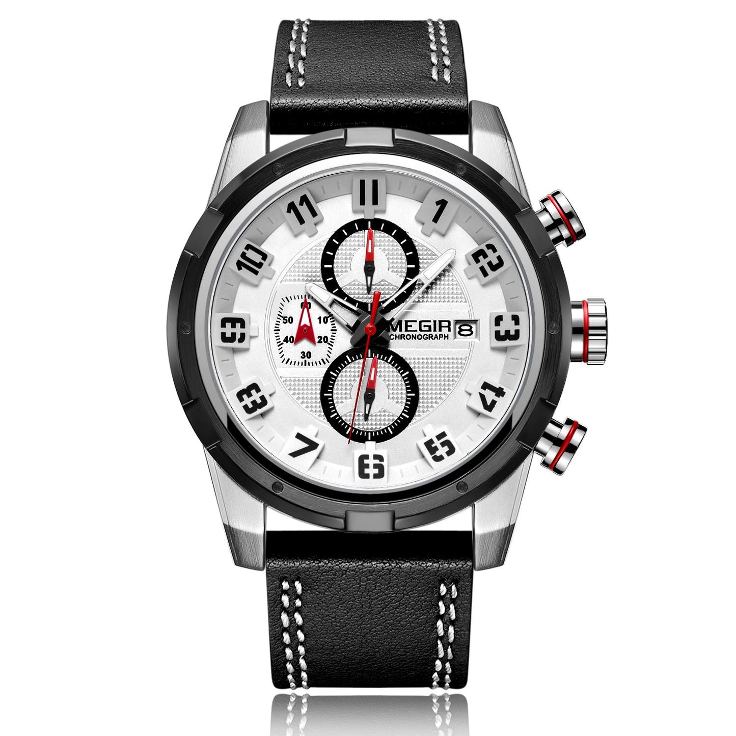 MEGIR Chronograph Sport Watch Men Clock Leather Quartz Men Wrist Watches Time Hour Army Military Wristwatches Relogio Masculino