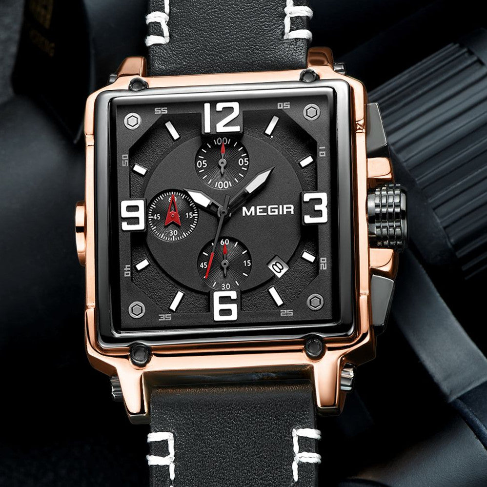 MEGIR Men Watch Top Brand Luxury Chronograph Quartz Watches Clock Men Leather Sport Army Military Wrist Watch Relogio Masculino