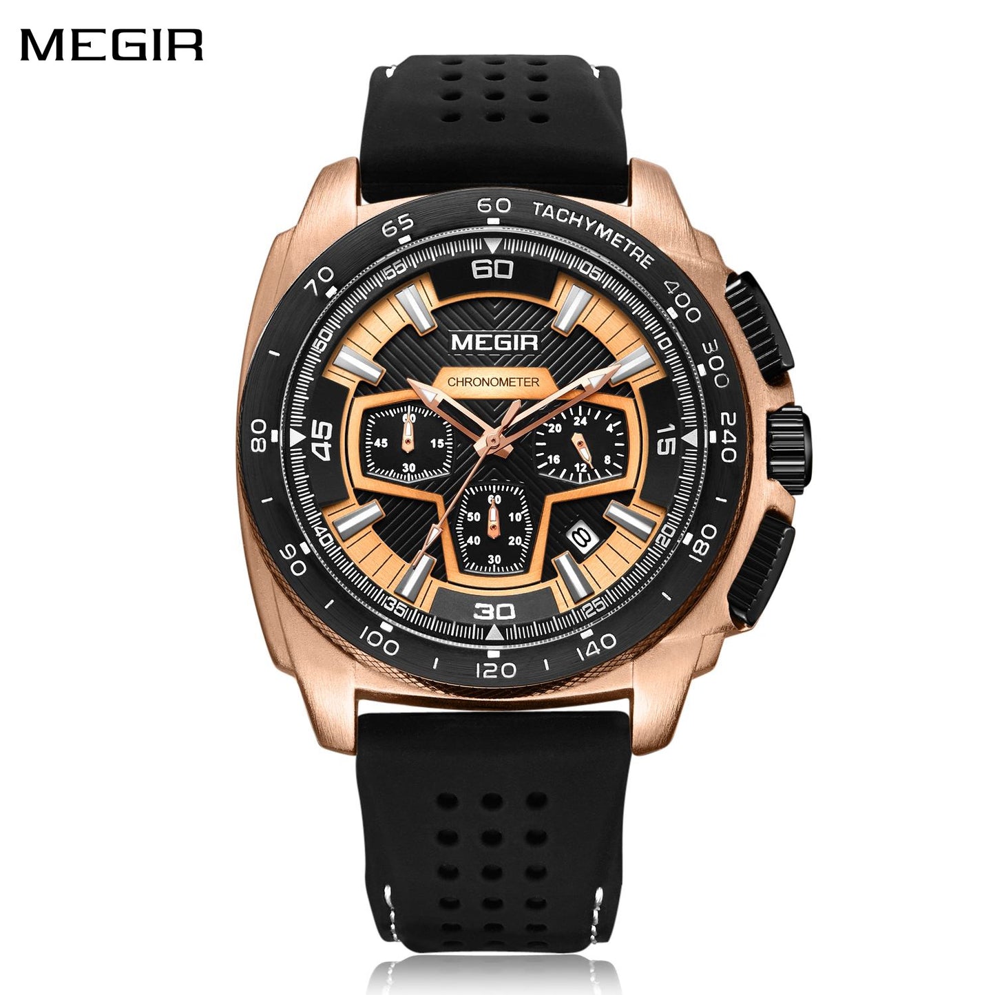 MEGIR Chronograph Men Sport Watch Fashion Silicone Army Military Watches Relogio Masculino Quartz Wrist Watch Clock Men 2056