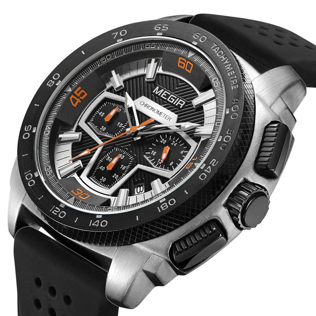 MEGIR Chronograph Men Sport Watch Fashion Silicone Army Military Watches Relogio Masculino Quartz Wrist Watch Clock Men 2056