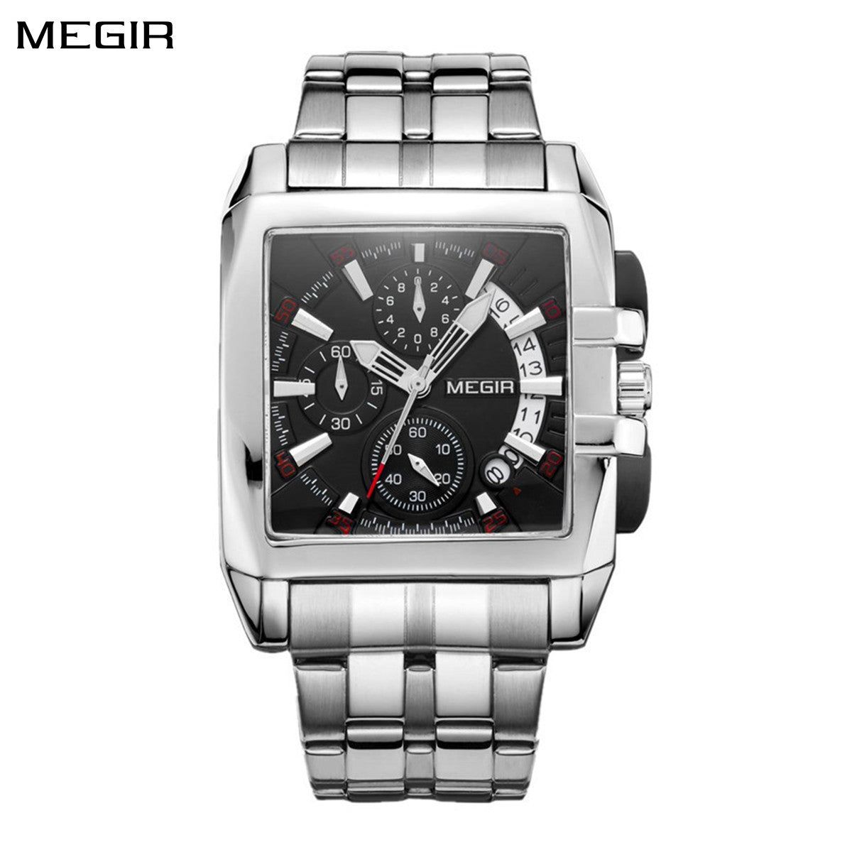 MEGIR Original Luxury Men Watch Stainless Steel Mens Quartz Wrist Watches Business Big Dial Wristwatches Relogio Masculino 2018