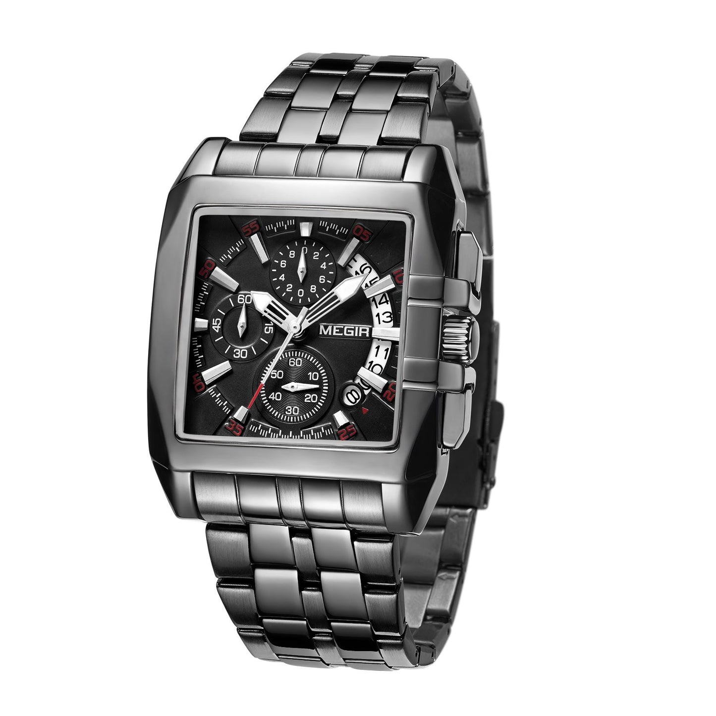 MEGIR Original Luxury Men Watch Stainless Steel Mens Quartz Wrist Watches Business Big Dial Wristwatches Relogio Masculino 2018