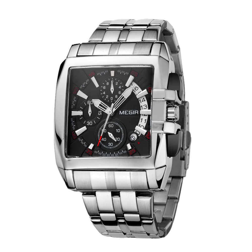 MEGIR Original Luxury Men Watch Stainless Steel Mens Quartz Wrist Watches Business Big Dial Wristwatches Relogio Masculino 2018