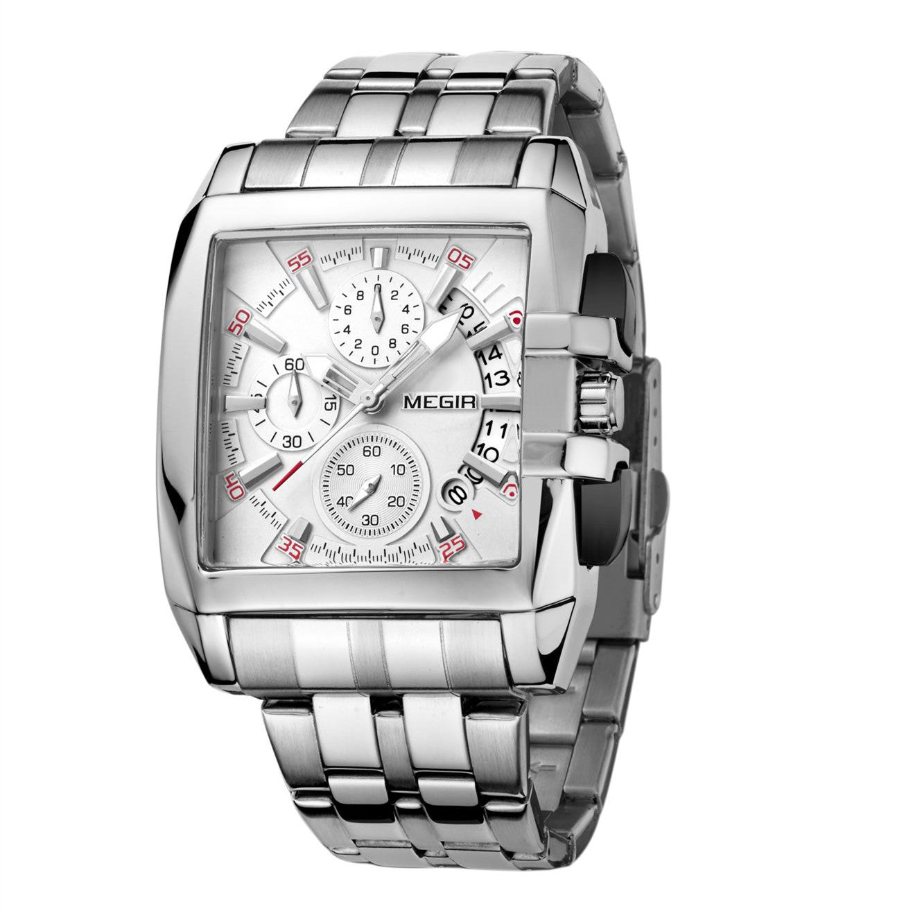 MEGIR Original Luxury Men Watch Stainless Steel Mens Quartz Wrist Watches Business Big Dial Wristwatches Relogio Masculino 2018