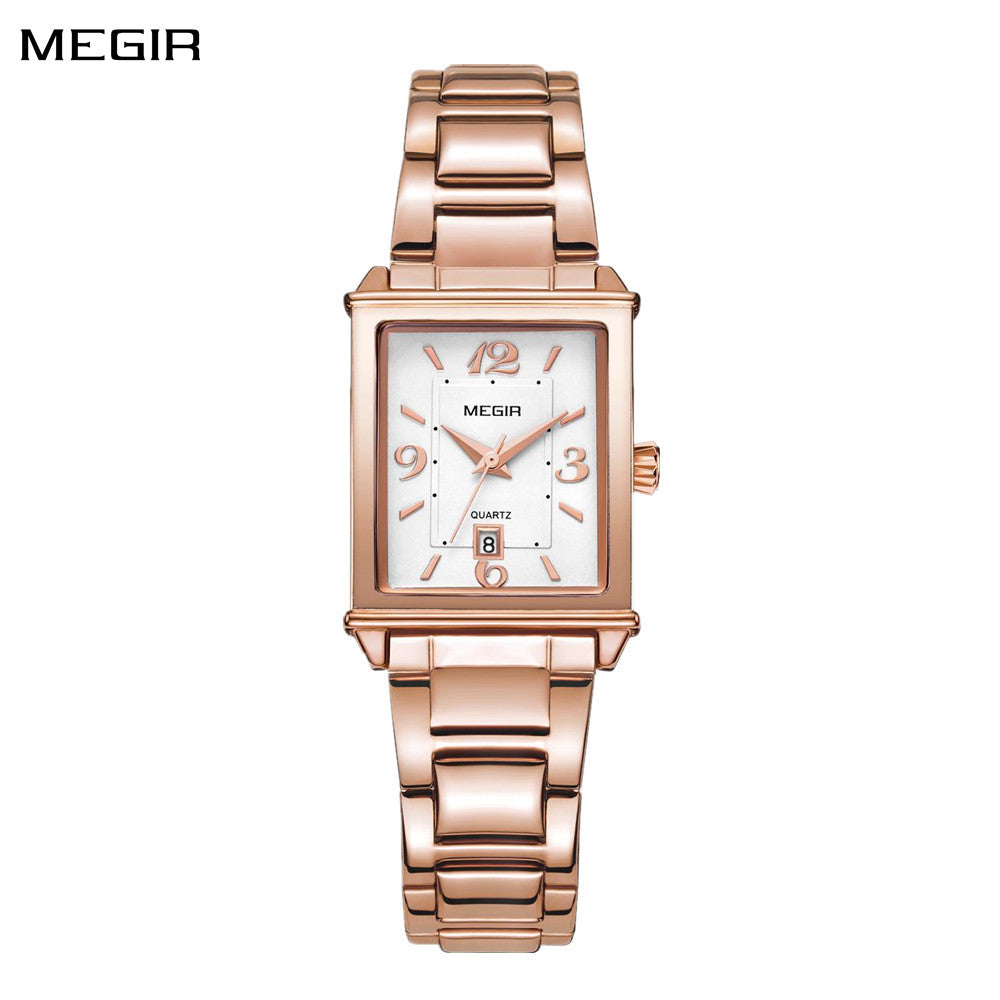 MEGIR White Women's Watches Top Brand Luxury Waterproof Woman Watch Bracelet Fashion Stainless Steel Band Wrist Watch for Women