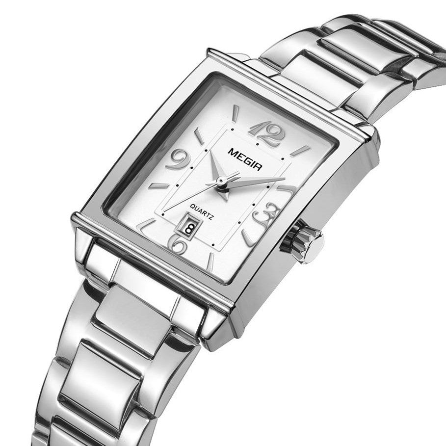 MEGIR White Women's Watches Top Brand Luxury Waterproof Woman Watch Bracelet Fashion Stainless Steel Band Wrist Watch for Women