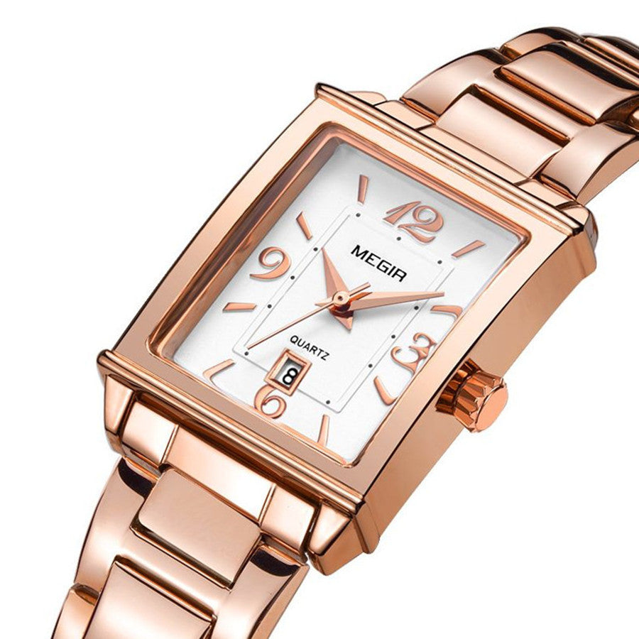 MEGIR White Women's Watches Top Brand Luxury Waterproof Woman Watch Bracelet Fashion Stainless Steel Band Wrist Watch for Women